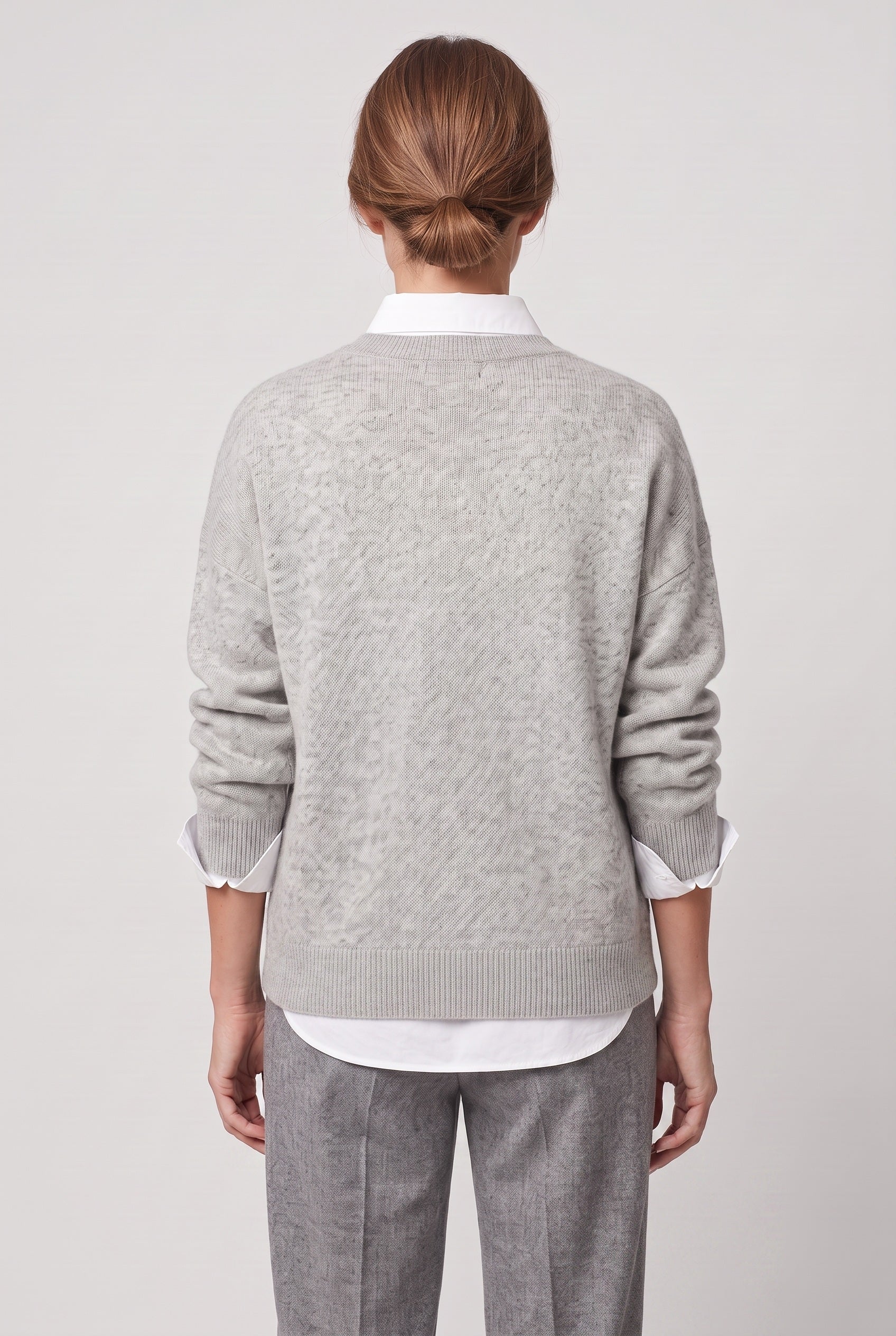 Pull Femme | Col Rond Côtelé Épaules Tombantes Ourlet Arrondi - 2