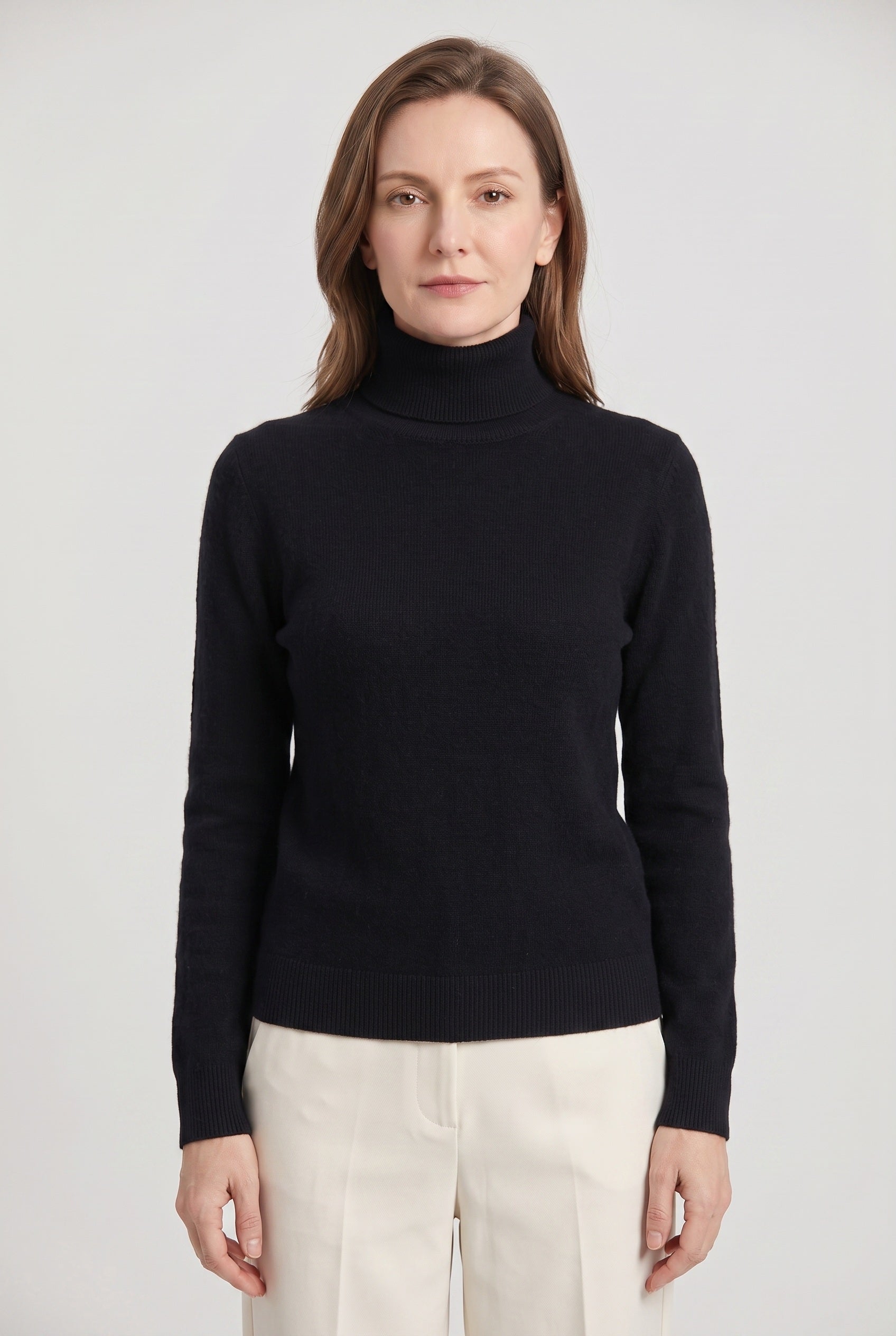 Pull Femme | Col Roulé Coupe Près du Corps Maille Fine - 1