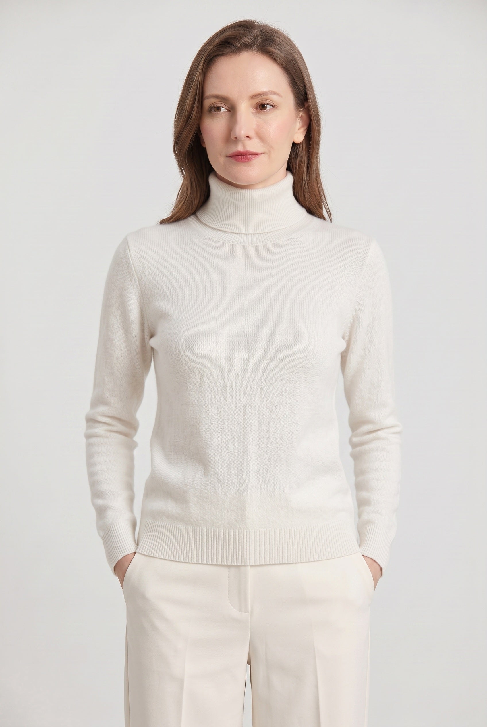 Pull Femme | Col Roulé Coupe Près du Corps Maille Fine - 12