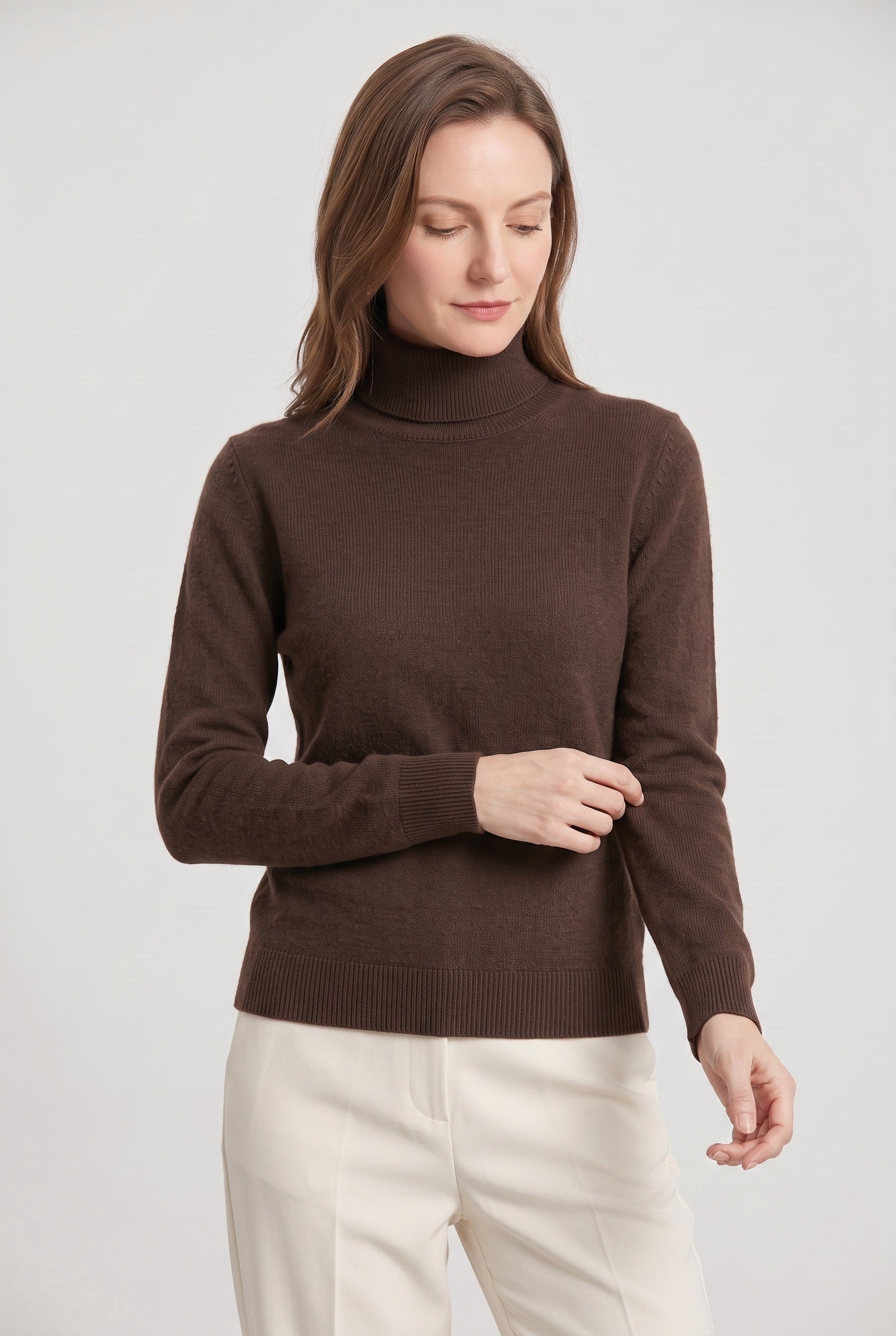Pull Femme | Col Roulé Coupe Près du Corps Maille Fine - 13