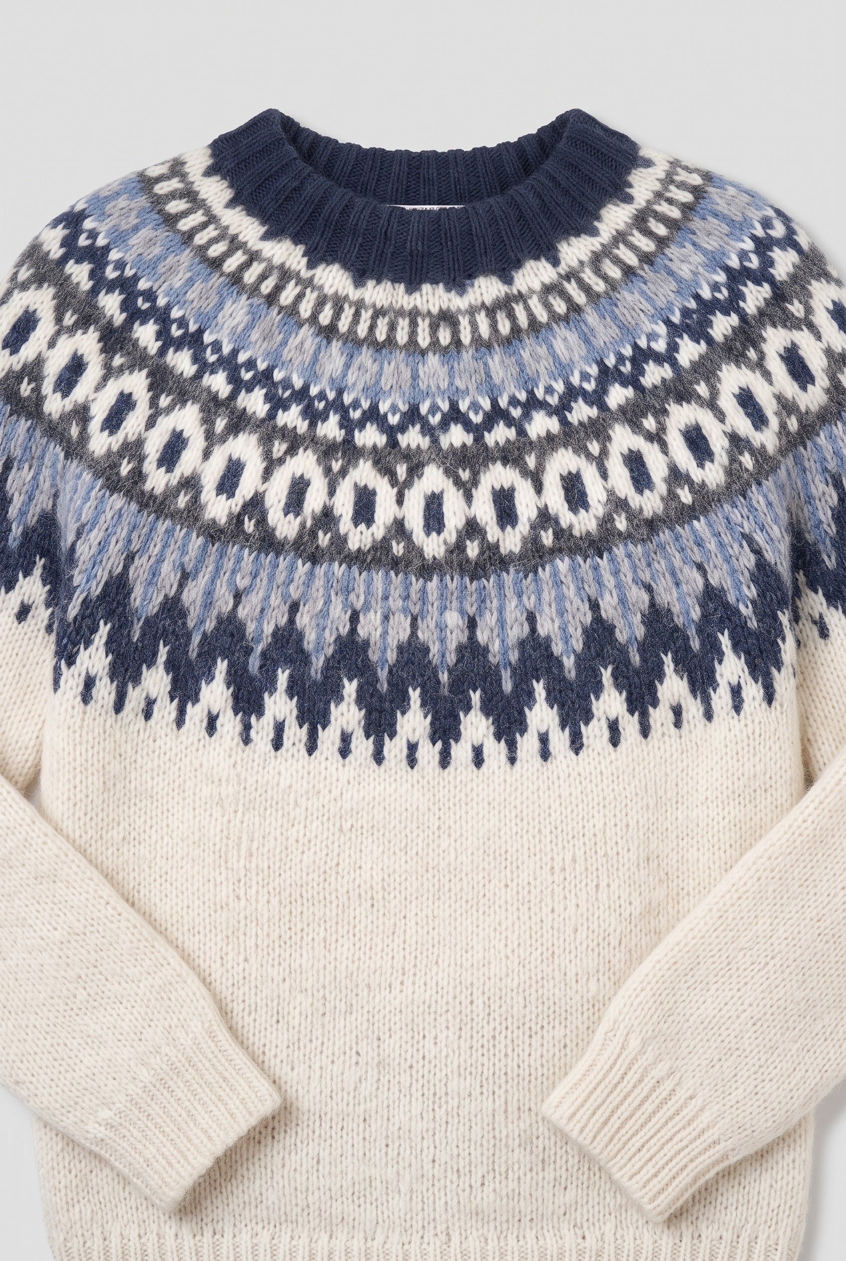 Pull Femme | Jacquard Empiècement Nordique Col Rond Bords Côtelés - 3