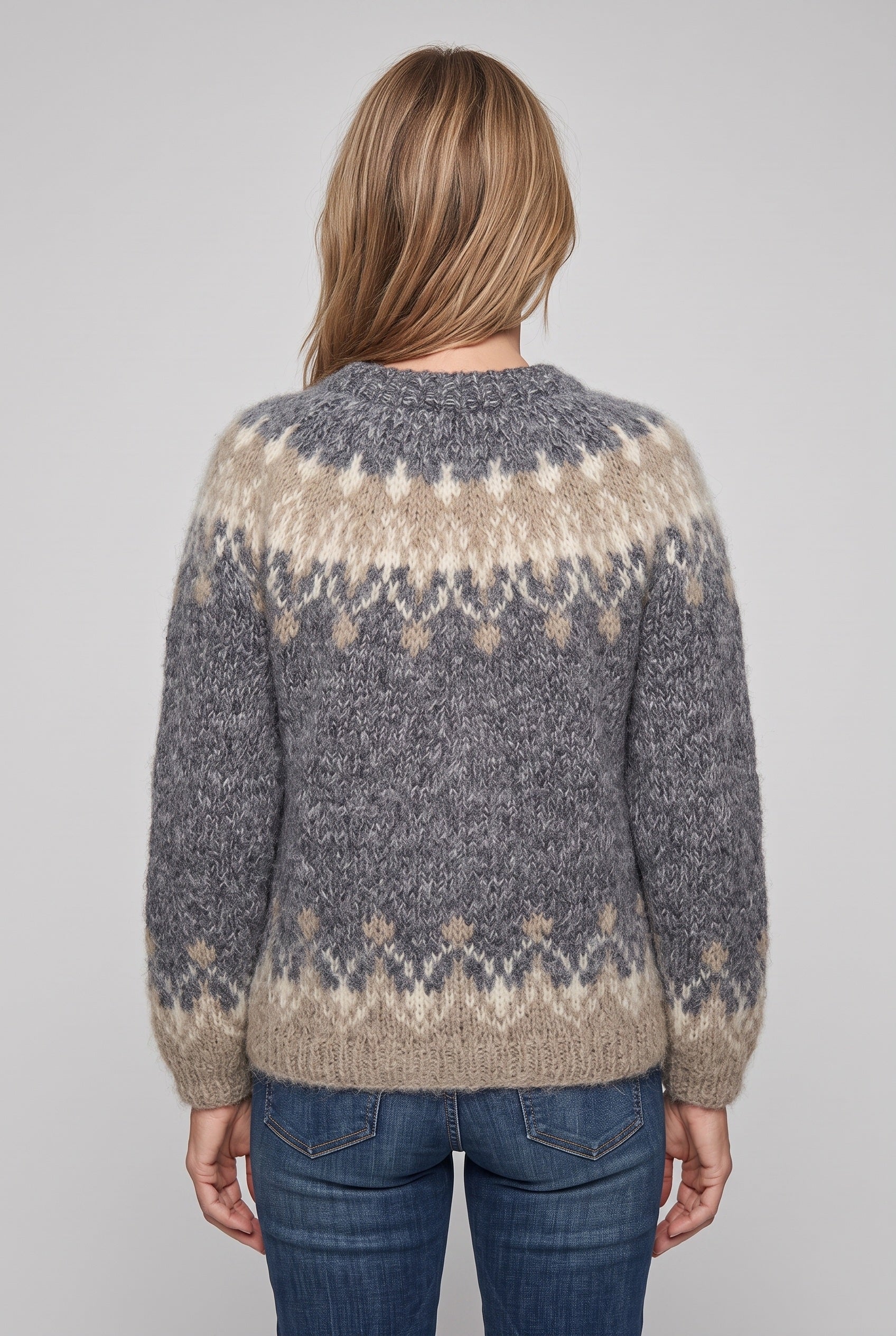 Pull Femme | Jacquard Motif Flocons Col Rond Bords Contrastés - 2