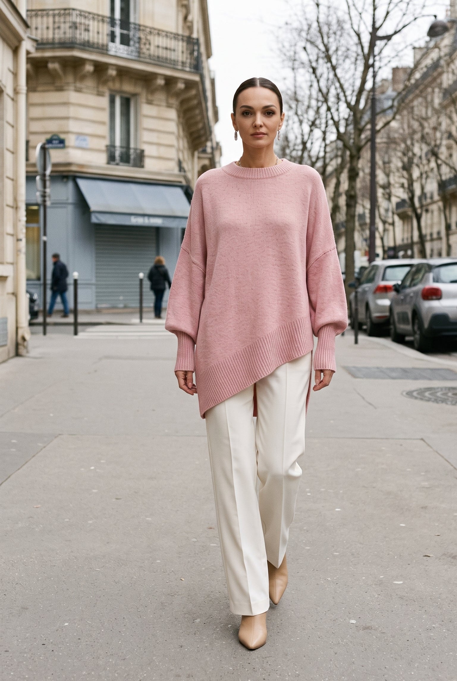 Pull Femme | Oversize Col Rond Ourlet Asymétrique - 11