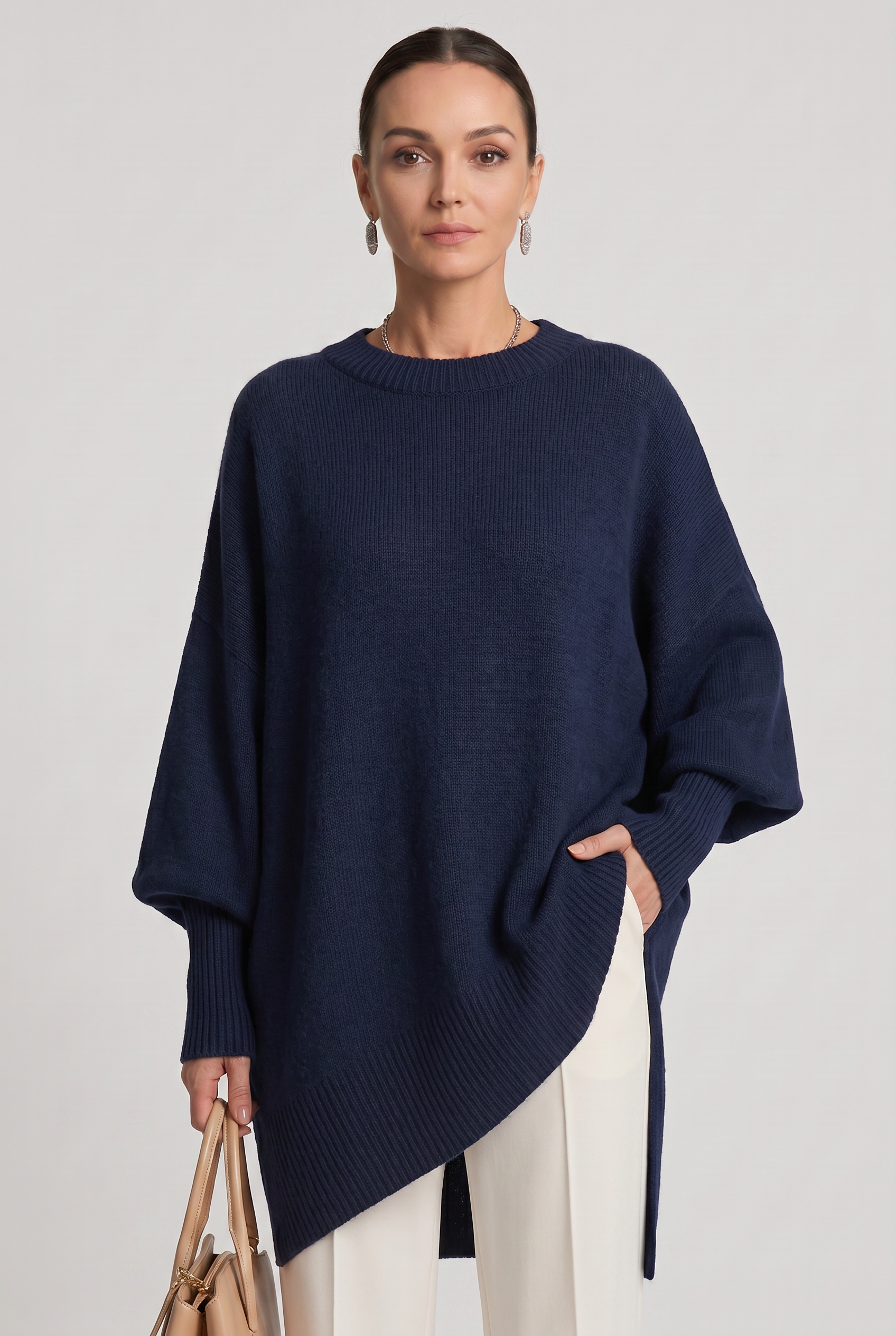 Pull Femme | Oversize Col Rond Ourlet Asymétrique - 6