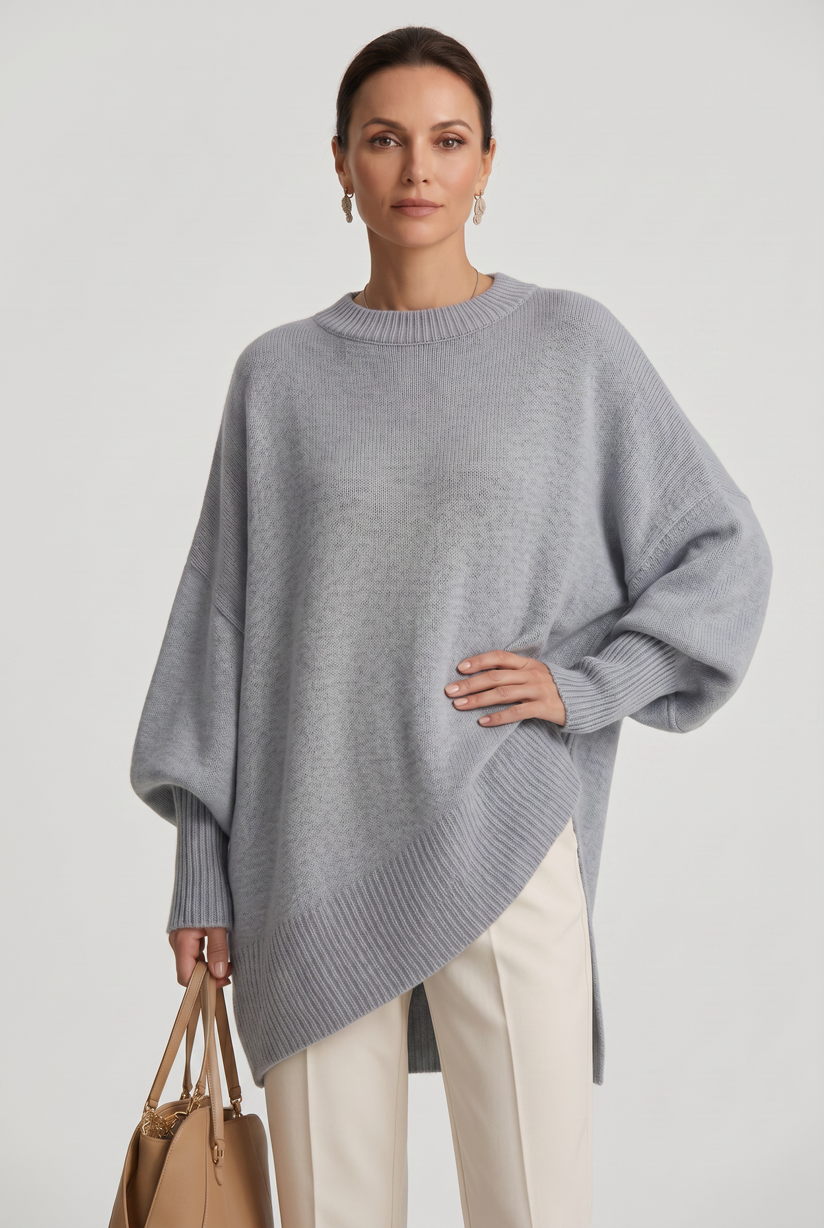 Pull Femme | Oversize Col Rond Ourlet Asymétrique - 7