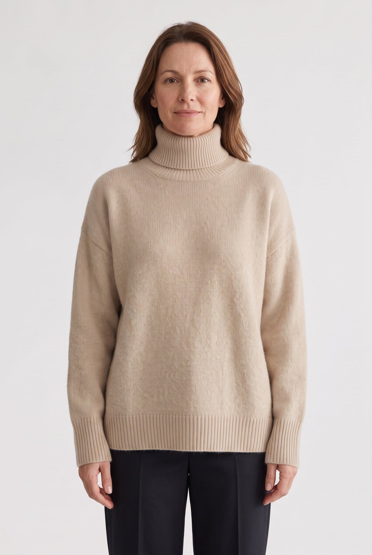 Pull Femme | Oversize Col Roulé Large Bords Côtelés - 1
