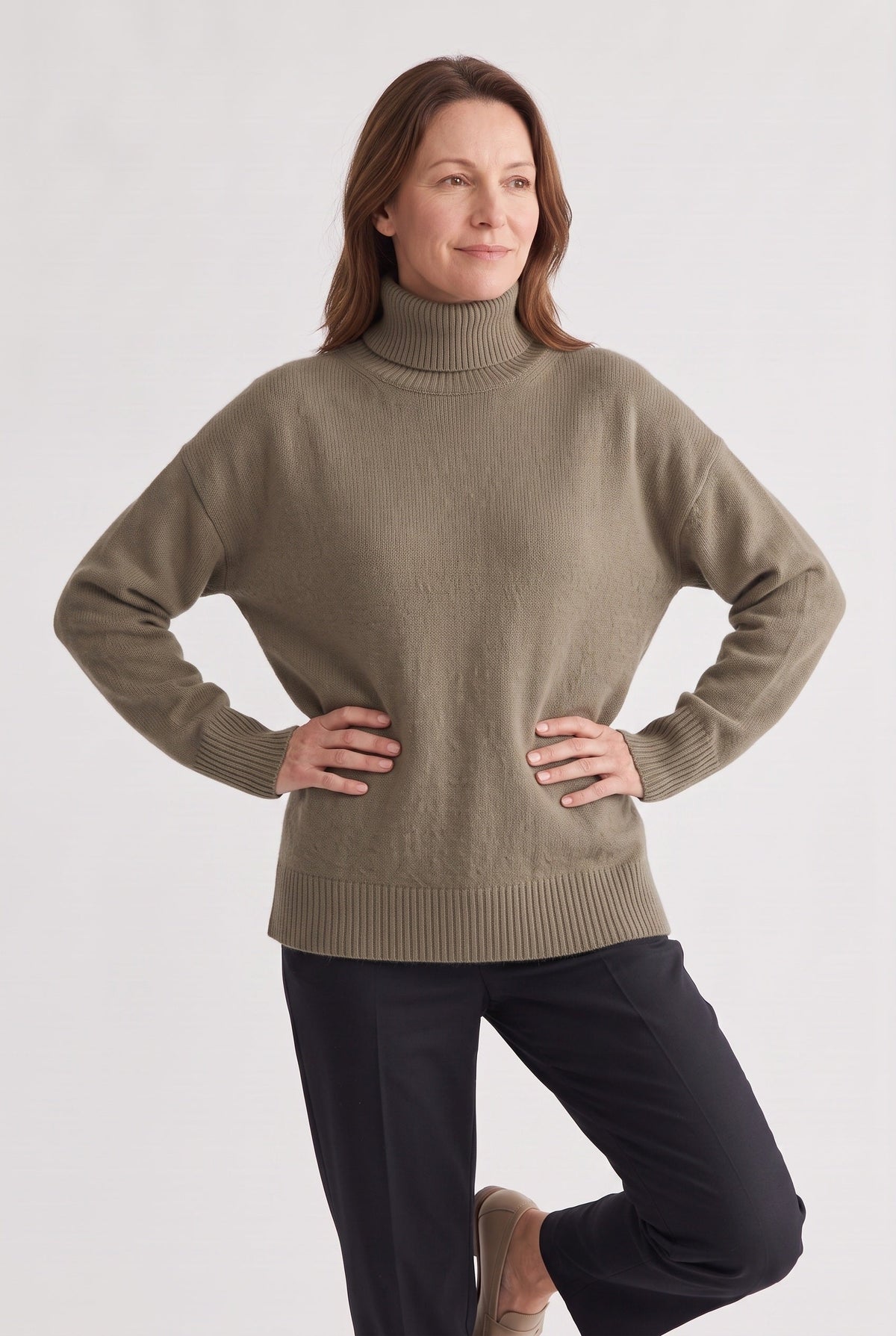 Pull Femme | Oversize Col Roulé Large Bords Côtelés - 5
