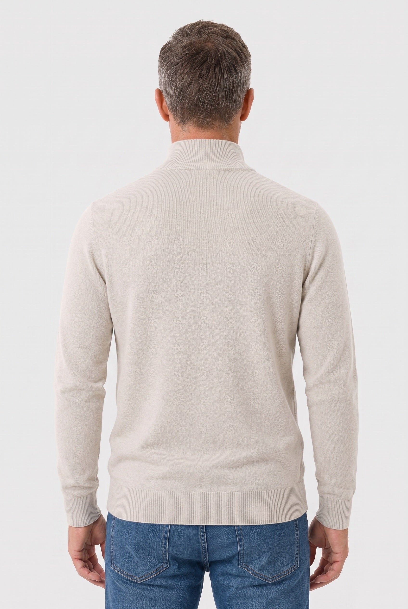 Pull Homme | Col Zippé Montant Maille Fine Chinée Bords Côtelés - 2