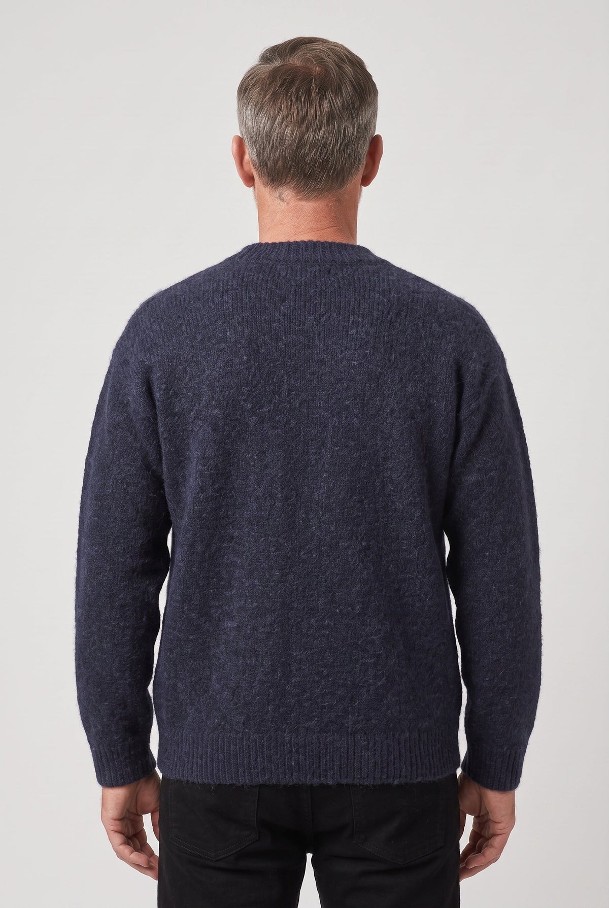 Pull Homme | Maille Grattée Épaules Tombantes Col Rond Côtelé - 2