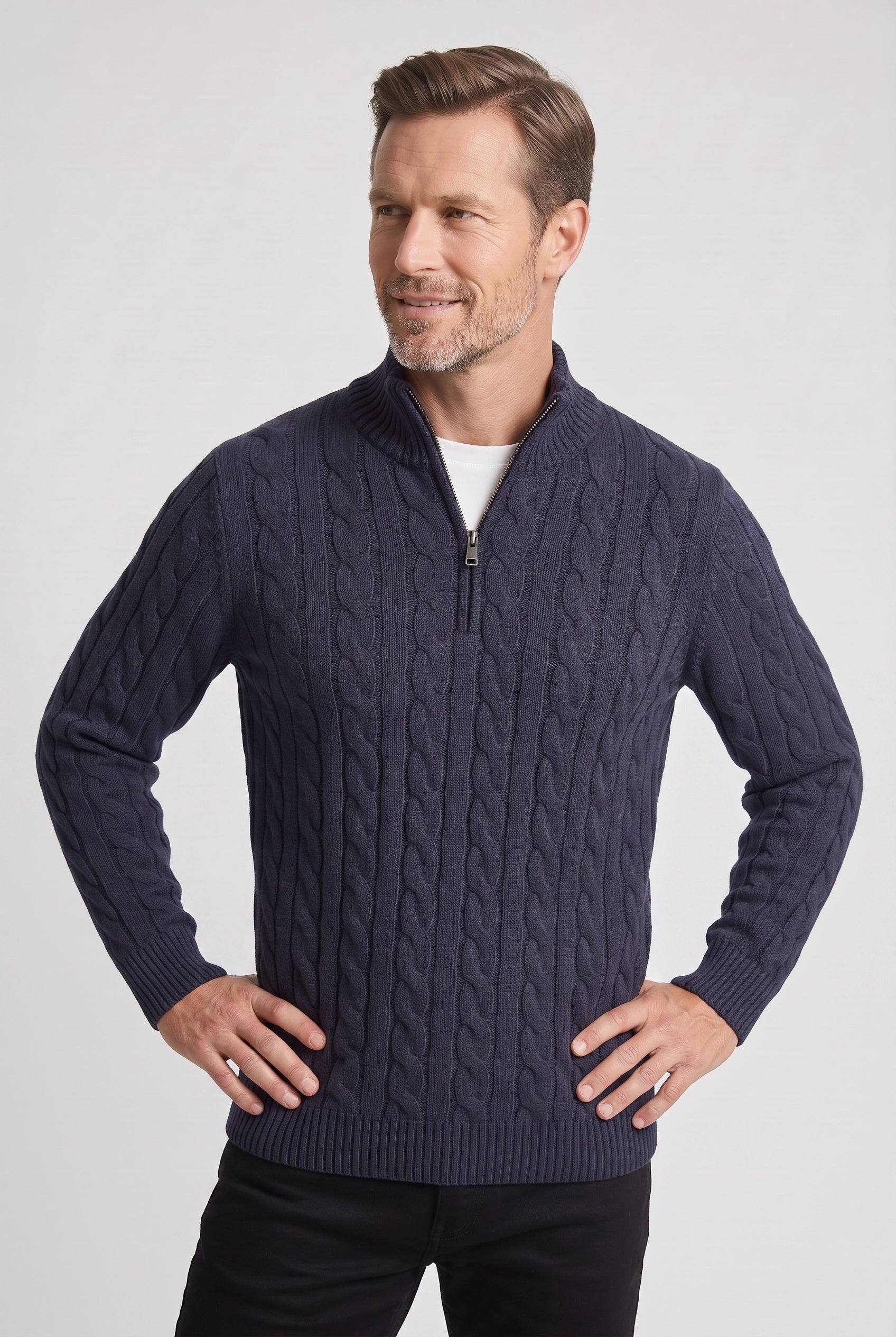 Pull Homme | Torsadé Demi-Zip Col Montant - 5