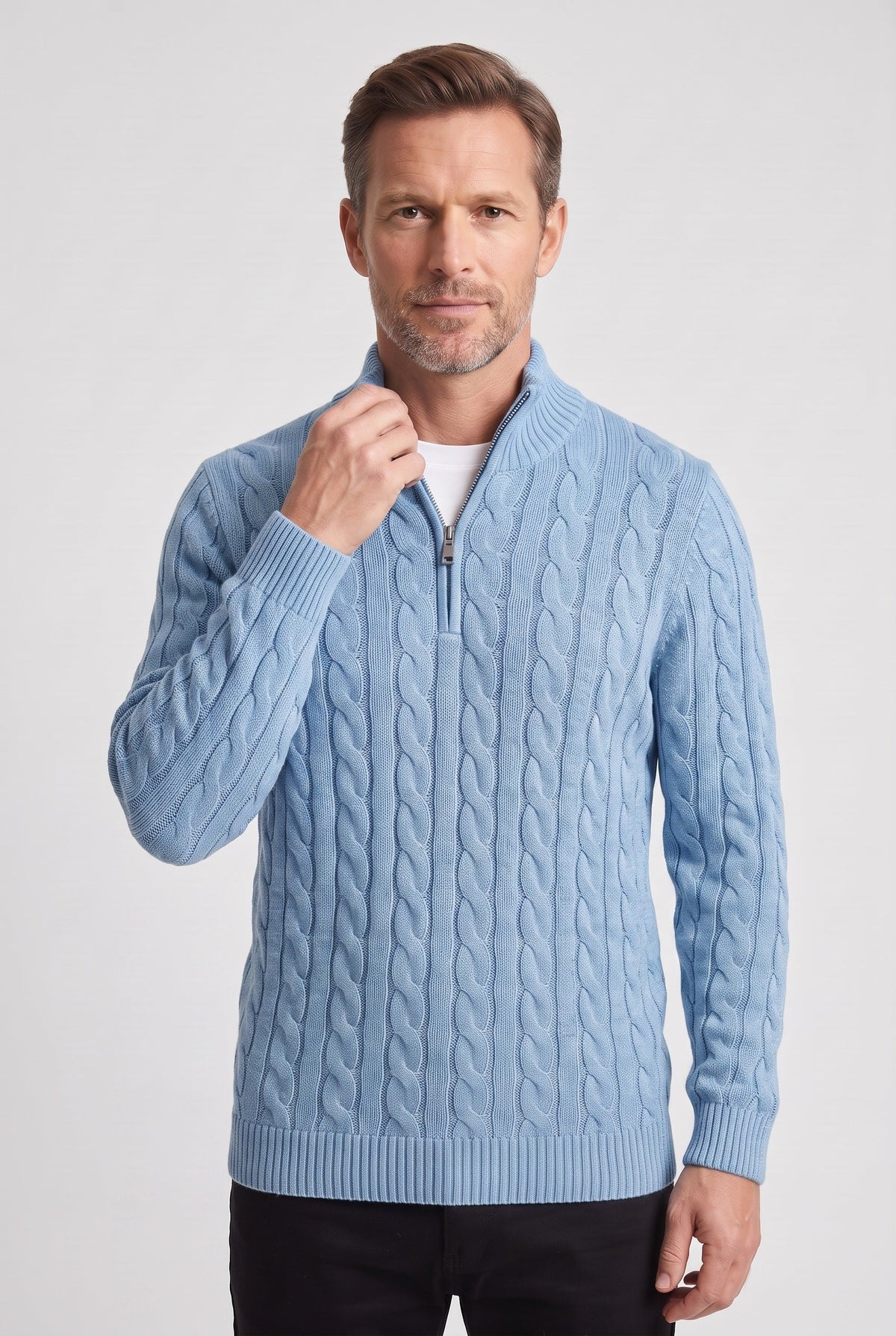 Pull Homme | Torsadé Demi-Zip Col Montant - 7