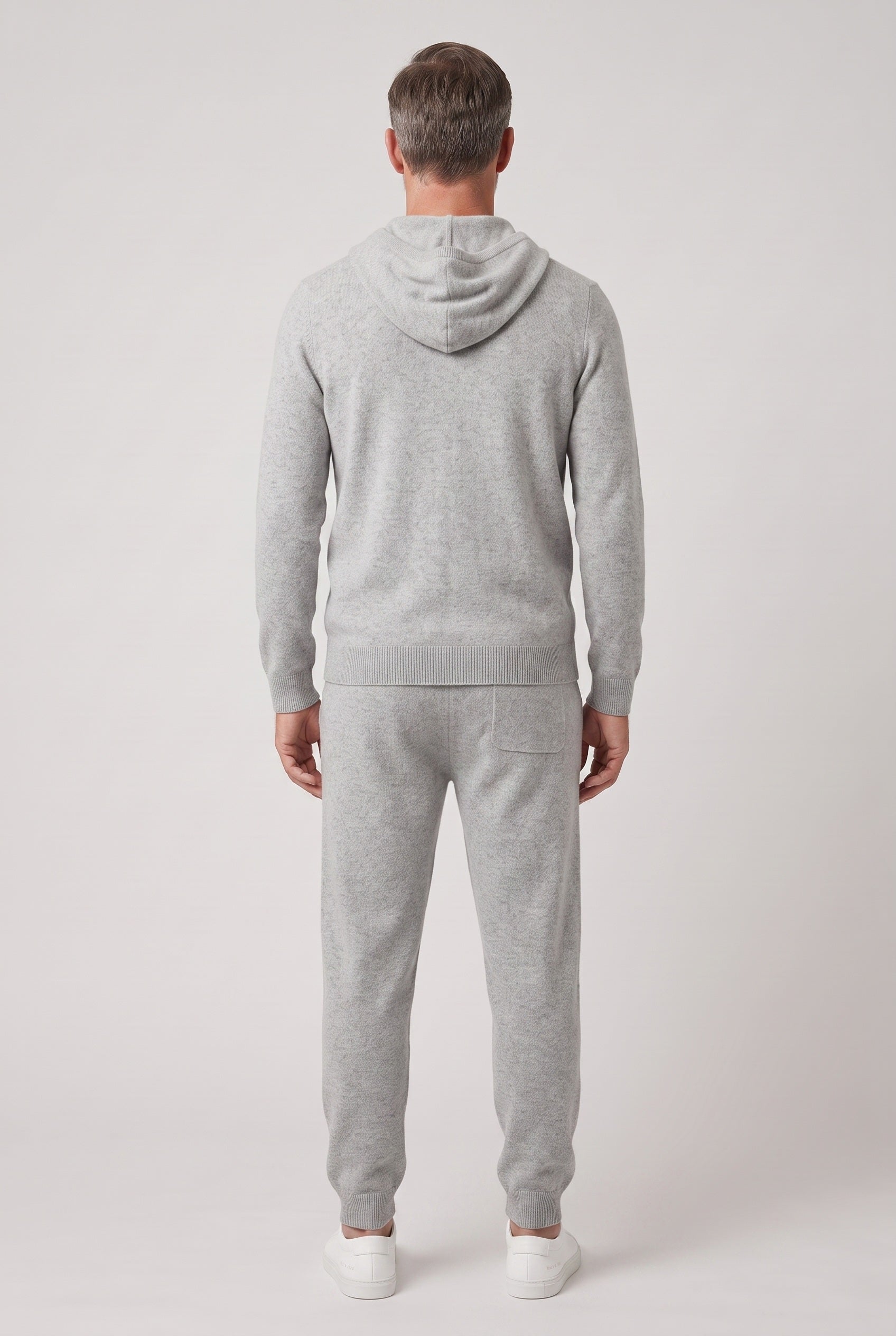 Survêtement Homme | Zip Intégral Capuche Poches Devant Maille Chinée - 2
