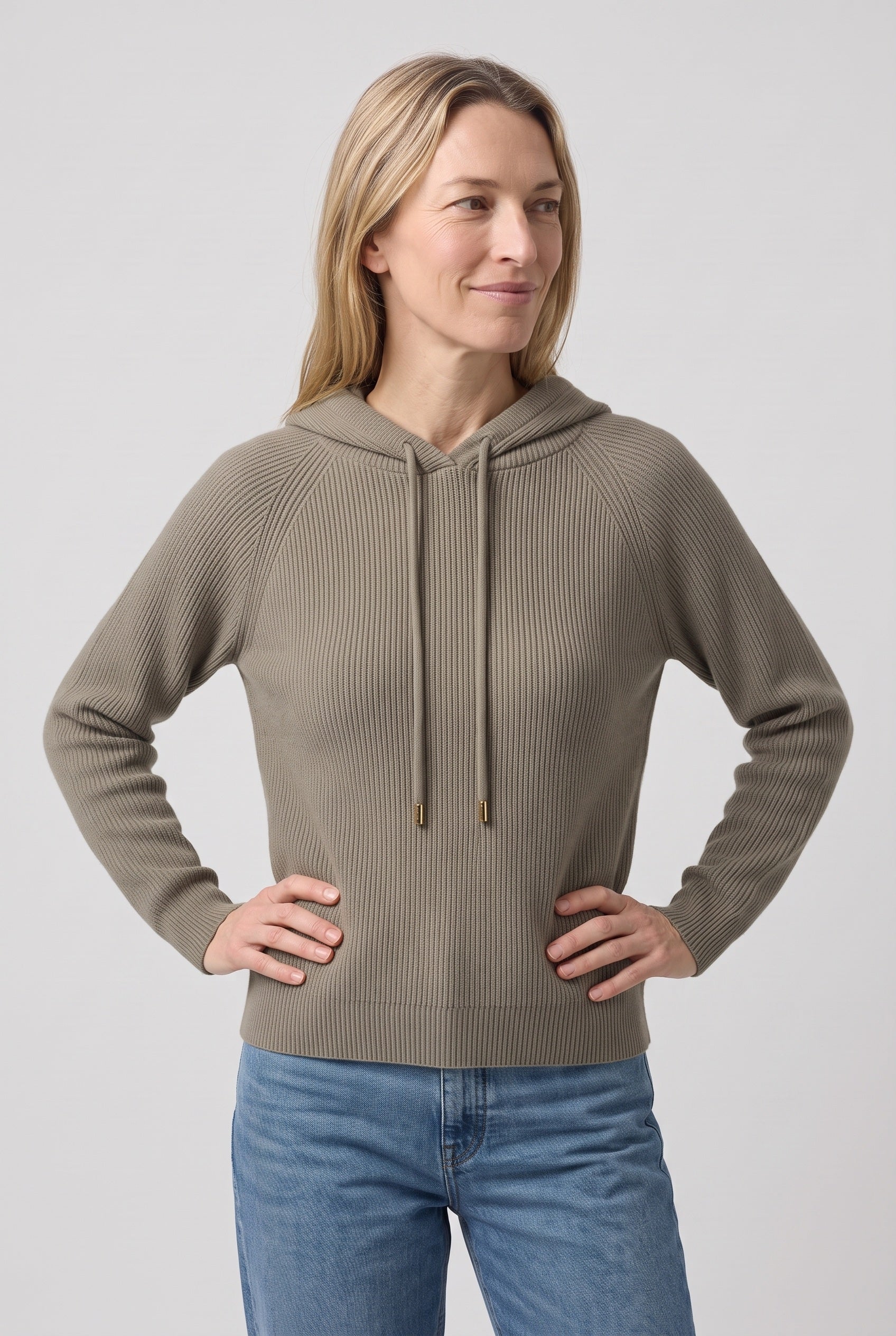 Sweat Femme | À Capuche Maille Côtelée Cordon de Serrage Coupe Ample - 8