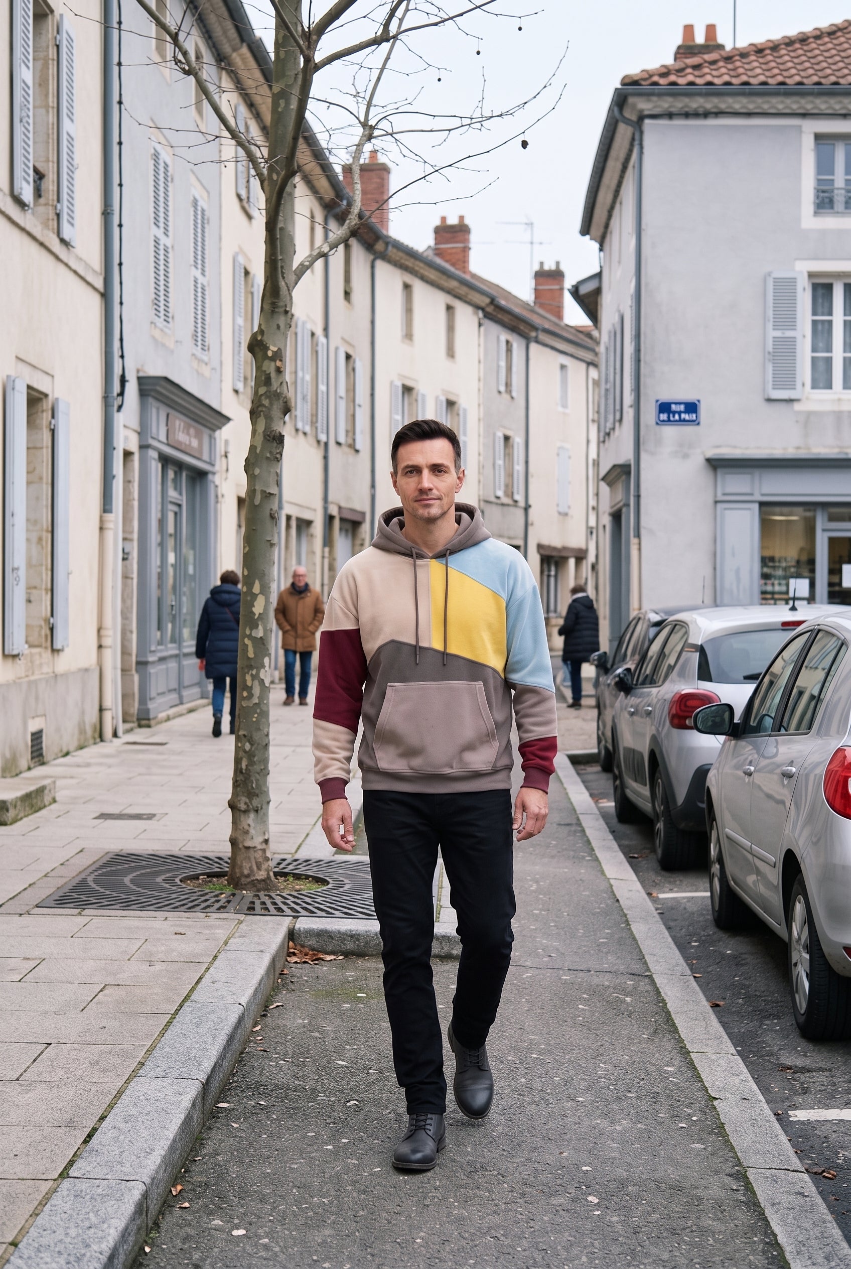 Sweat Homme | À Capuche Empiècements Asymétriques Poche Kangourou - 5