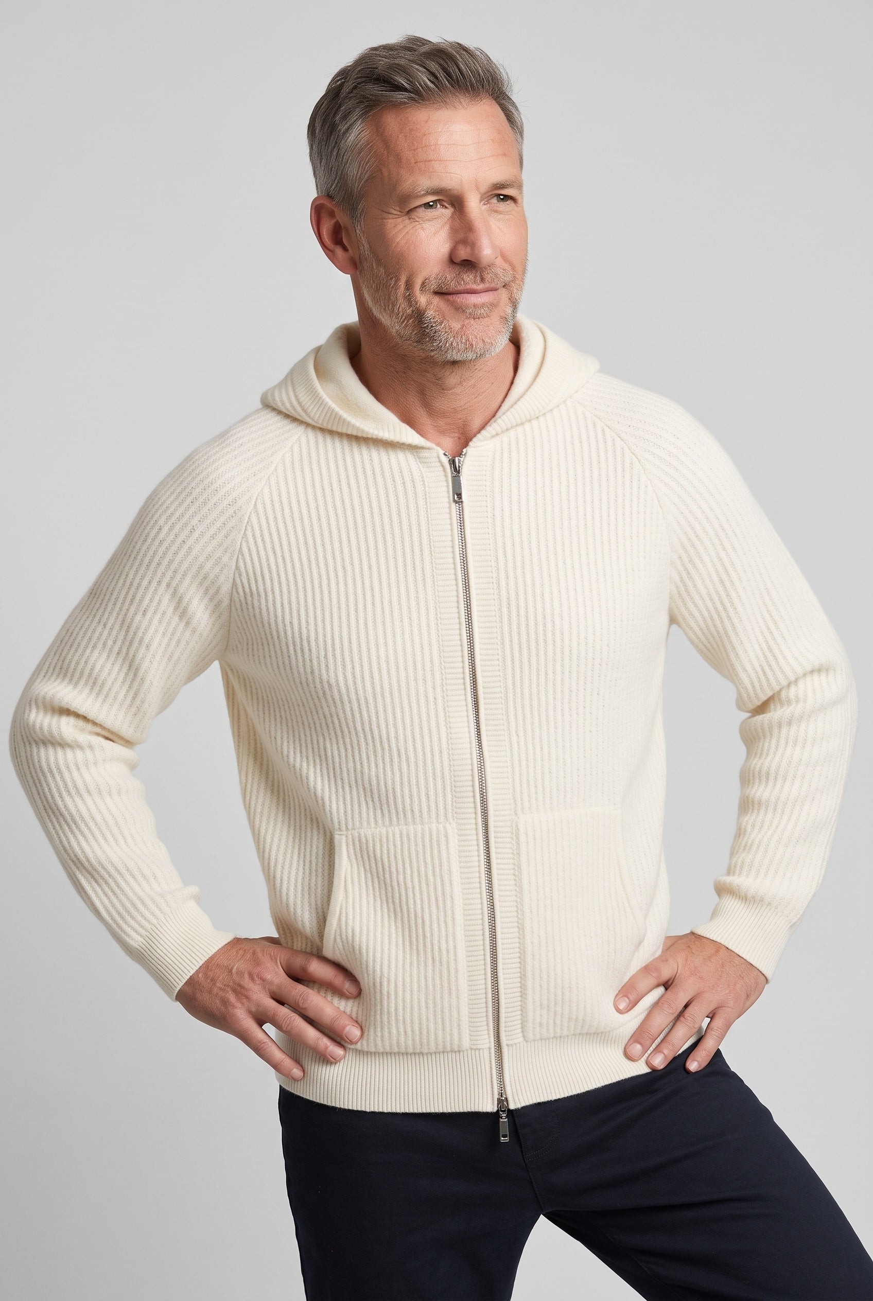 Sweat Homme | À Capuche Zippé Deux Sens Maille Côtelée - 9