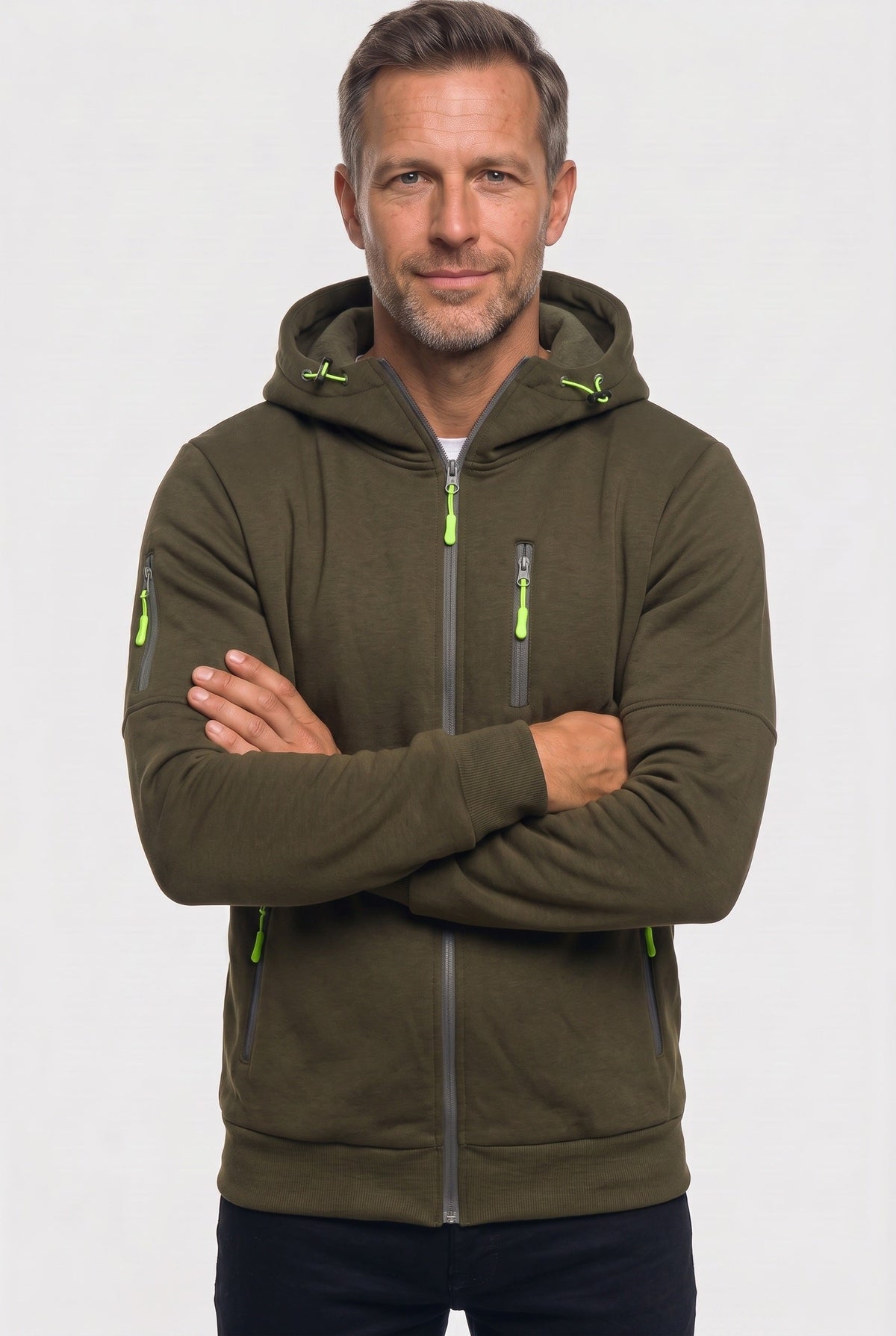 Sweat Homme | À Capuche Zippé Poches Zippées Bords Côtelés - 9
