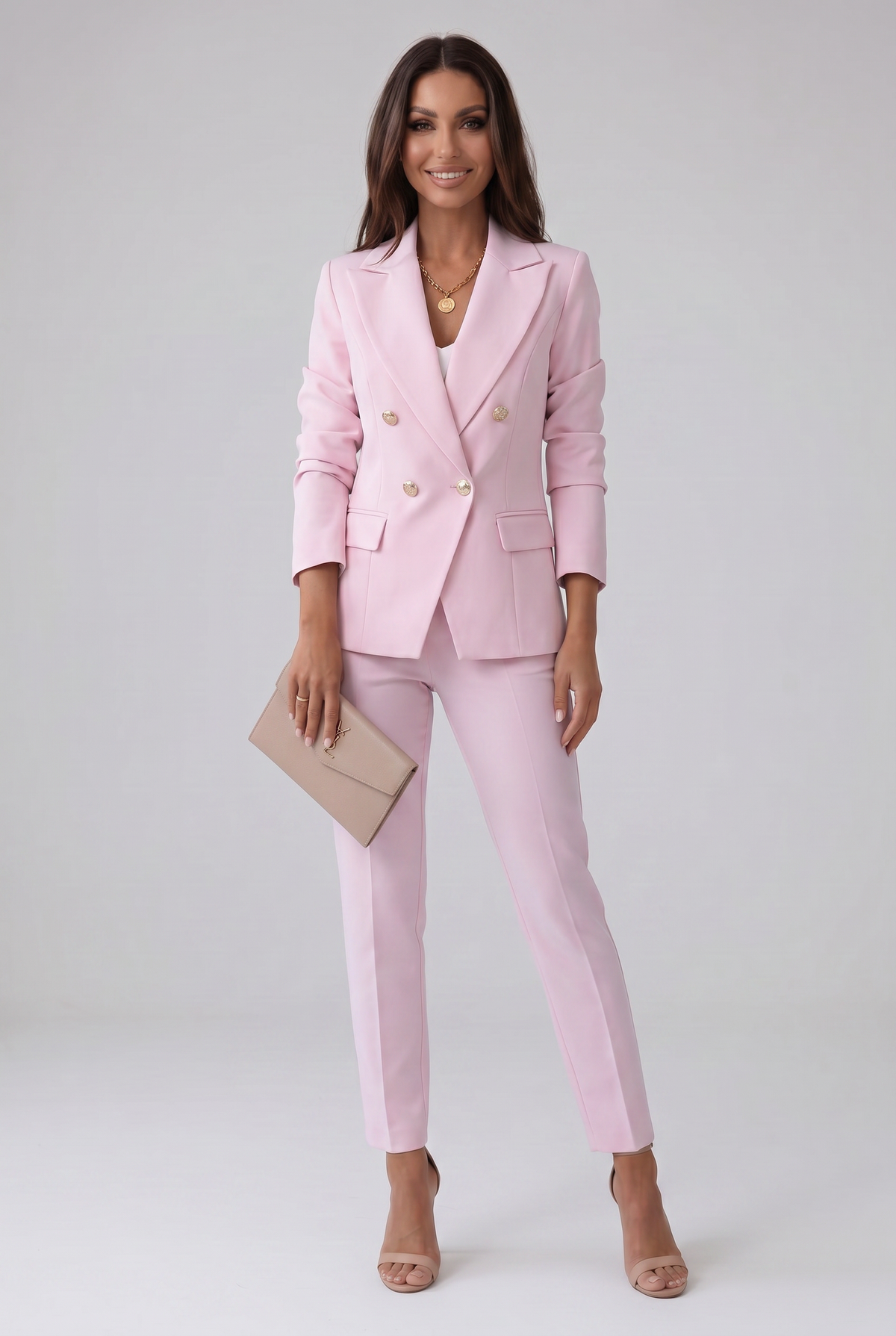 Tailleur Femme | Double Boutonnage Taille Haute Revers Pointus - 5