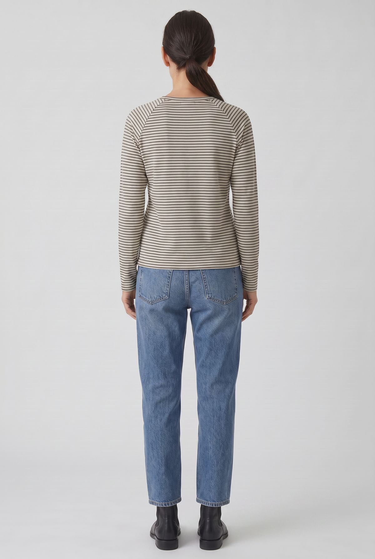 Tee Shirt Femme | Manches Longues Col Rond Rayures Fines - 2
