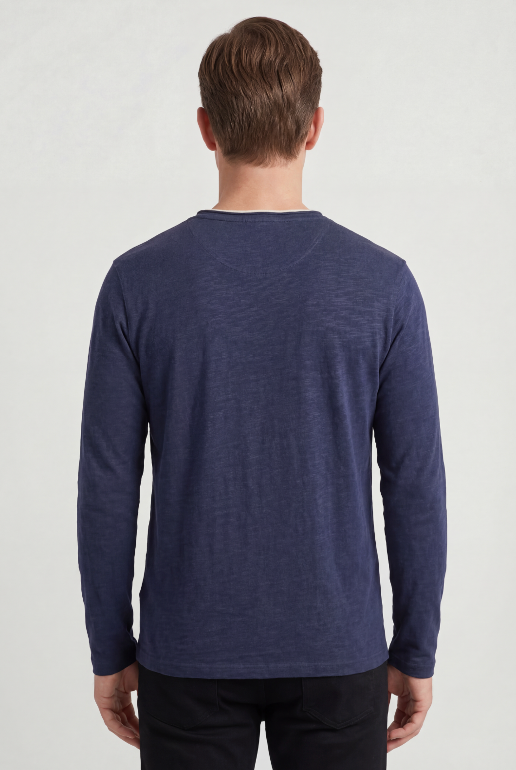 Tee Shirt Homme | Manches Longues Col V Bord Contrastant - 2
