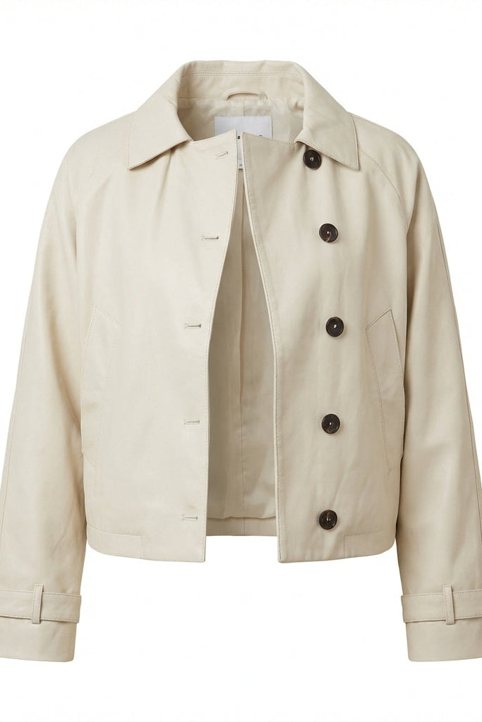 Veste Femme | Aspect Cuir Boutonné Coupe Courte Col Chemise - 5