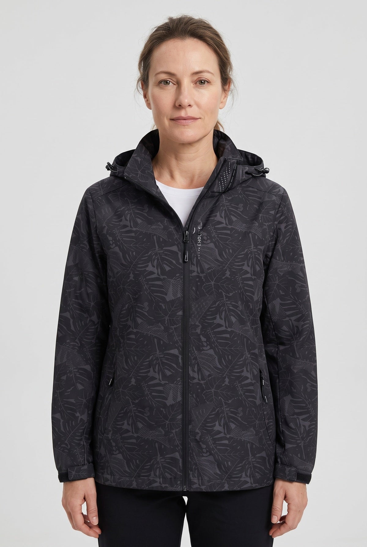 Veste Femme | Déperlante Zippée Capuche Amovible Imprimé Feuillage - 1