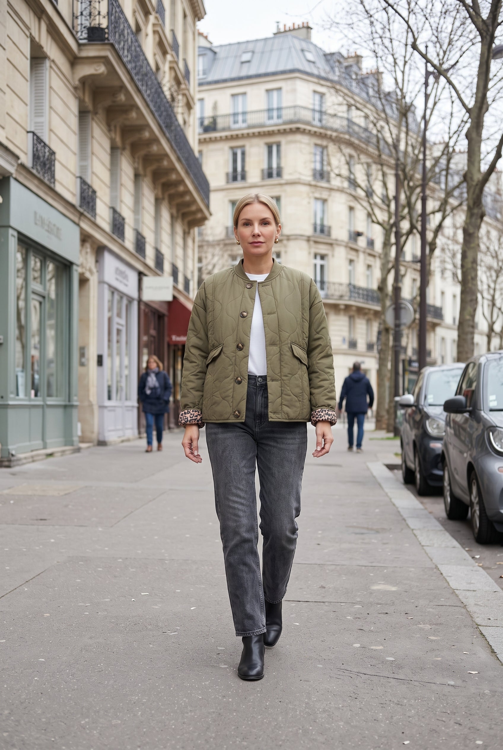 Veste Femme | Matelassée Boutonnée Doublure Léopard - 6