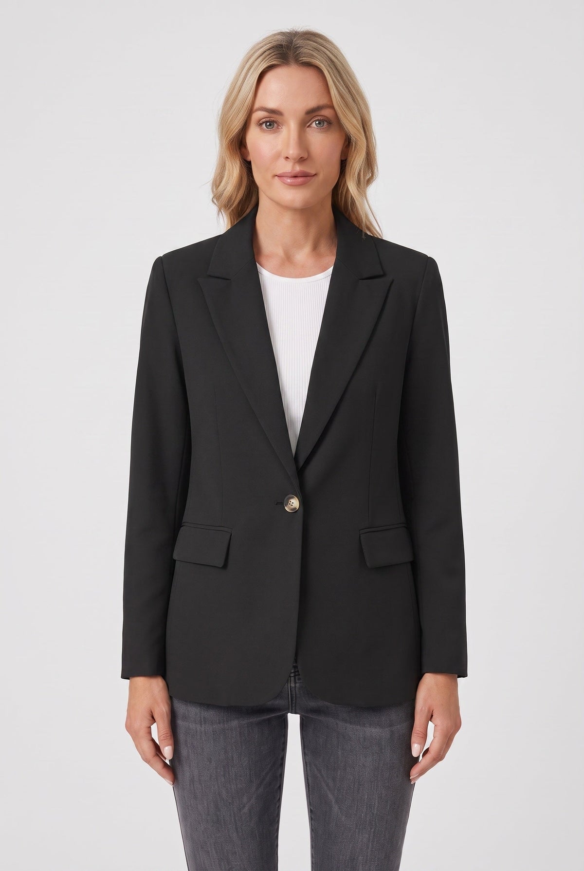 Veste Femme | Un Bouton Col Cranté Poches à Rabat Fente au Dos - 1