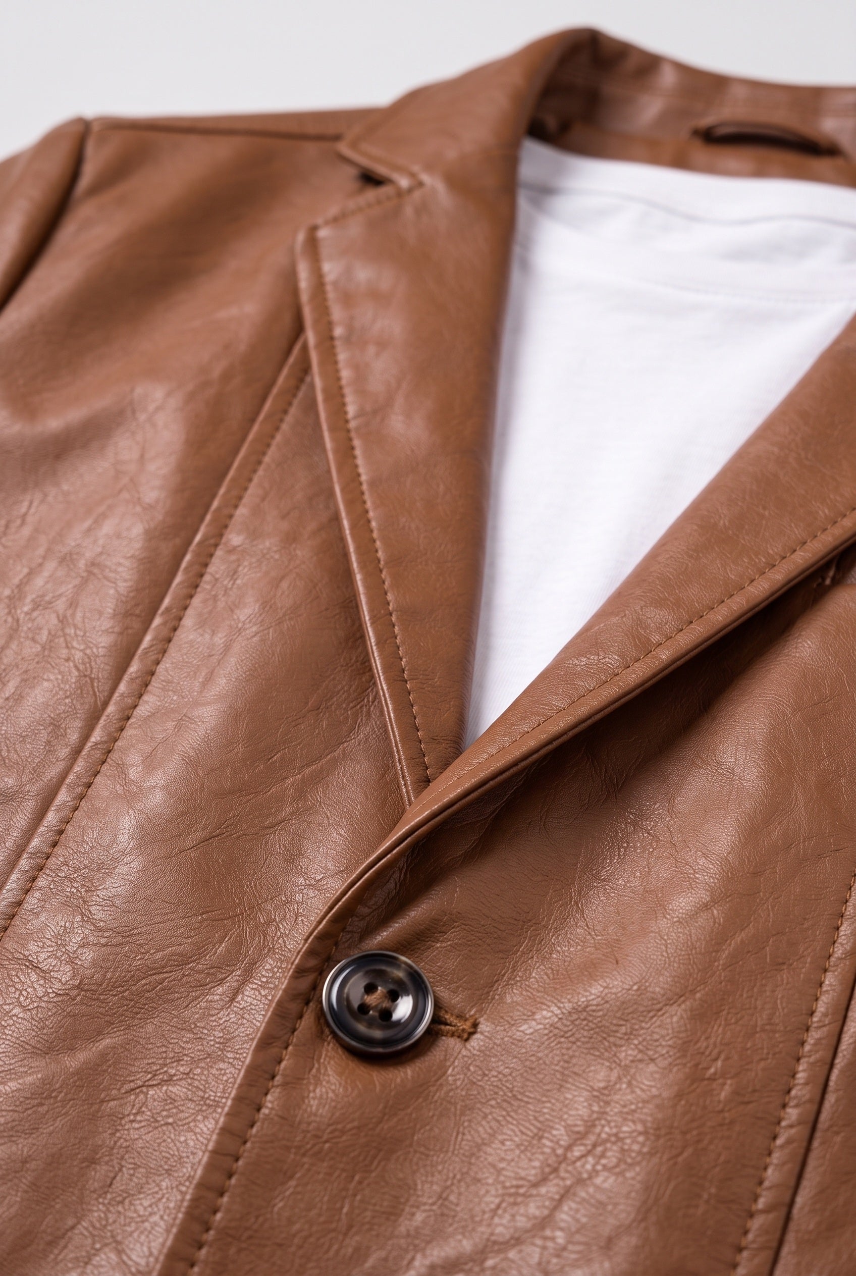 Veste Homme | Aspect Cuir Deux Boutons Col Cranté Poches À Rabat - 3
