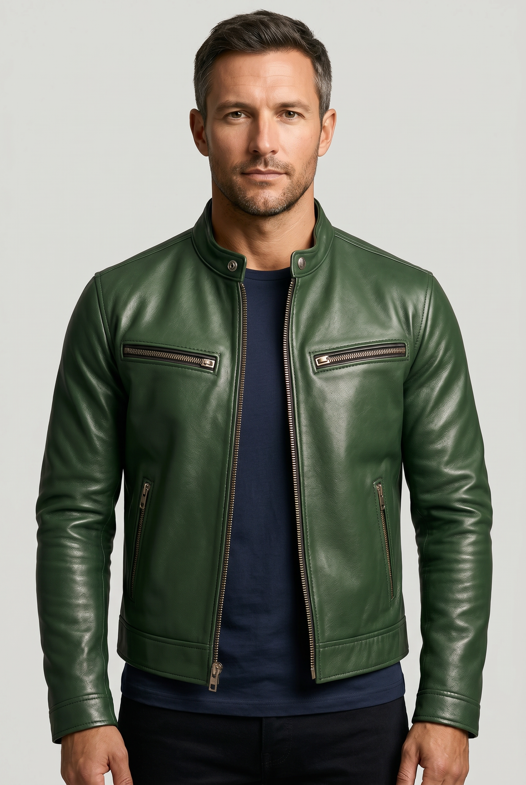 Veste Homme | Aspect Cuir Zippée Col Officier - 1