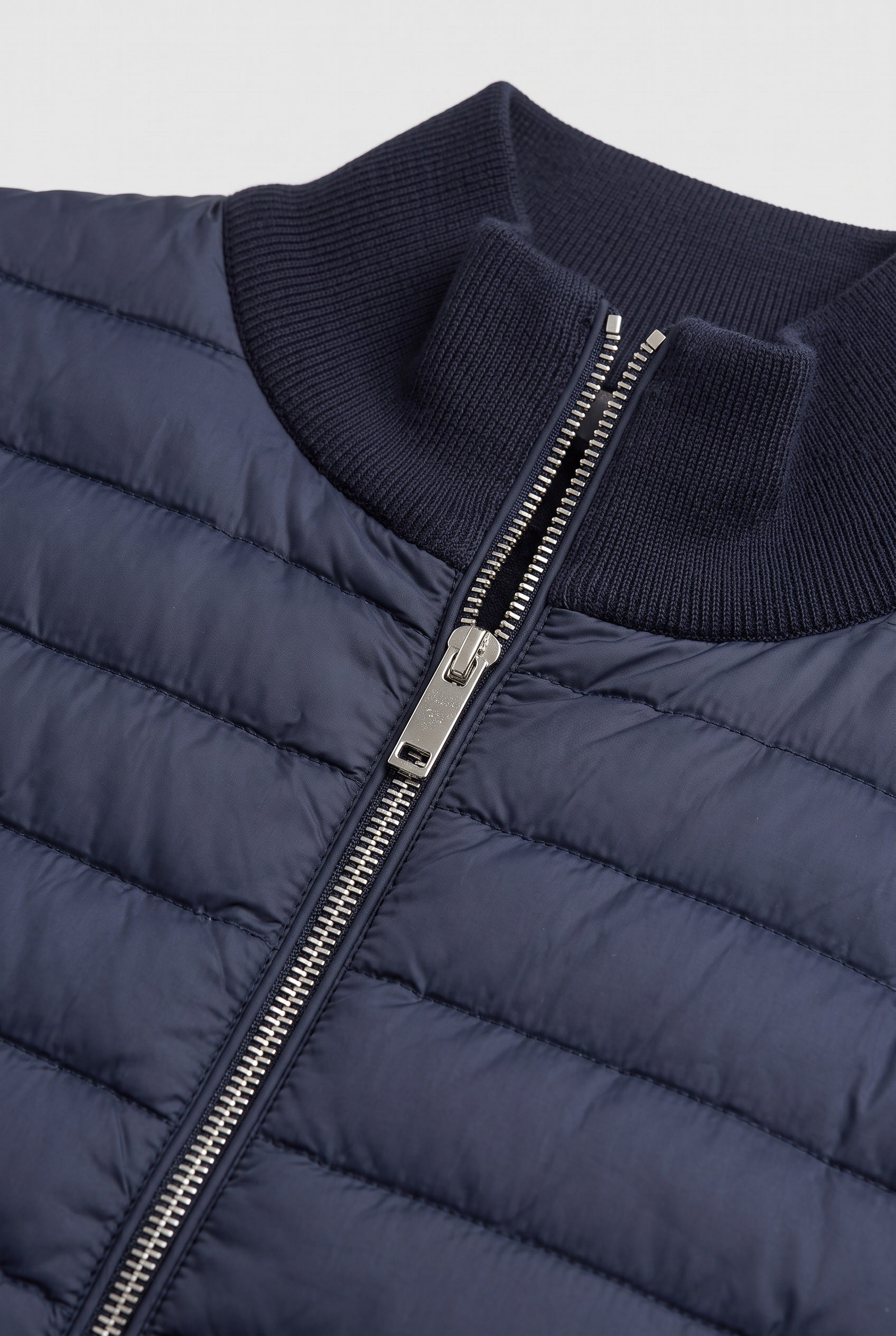 Veste Homme | Bomber Matelassé Zip Intégral Manches en Maille - 2