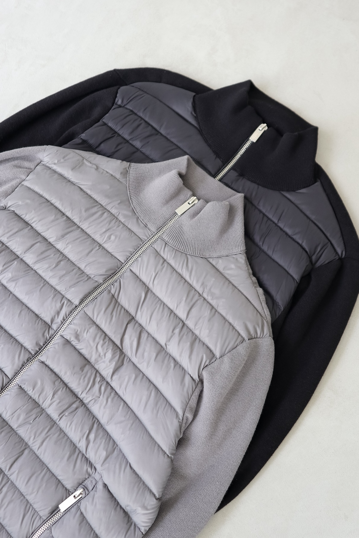 Veste Homme | Bomber Matelassé Zip Intégral Manches en Maille - 7