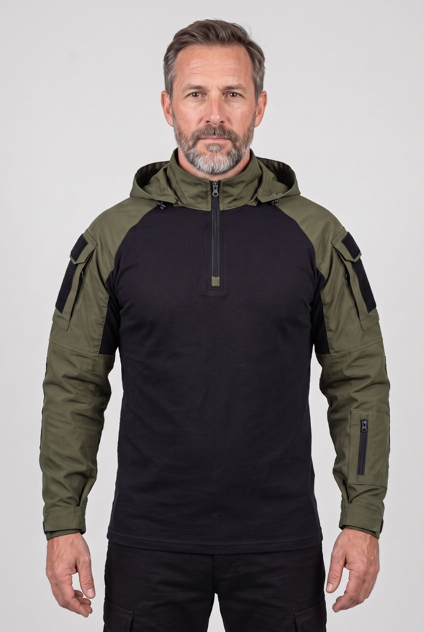 Veste Homme | Col Zippé Capuche Fixe Poches Sur Manches - 1