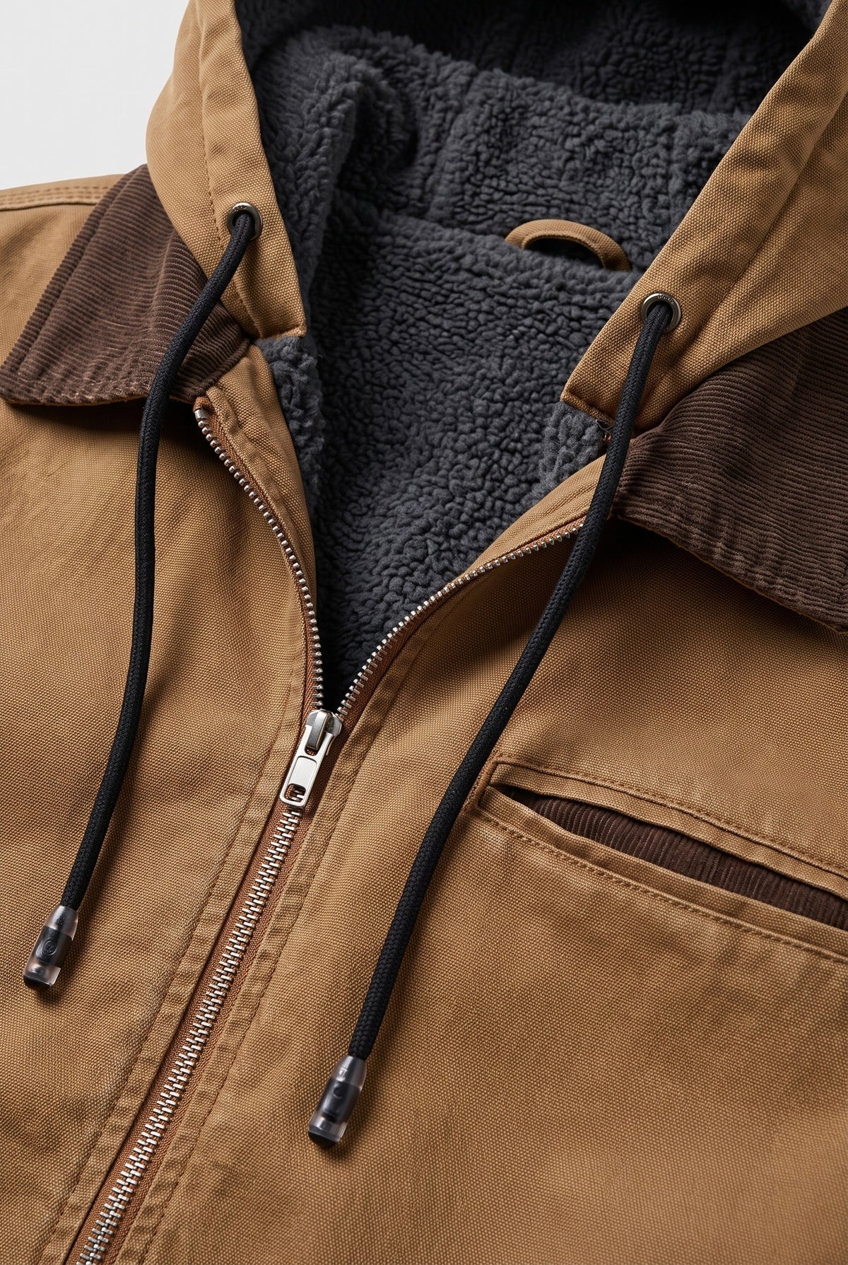 Veste Homme | Doublée Sherpa Capuche Col Velours Côtelé - 3