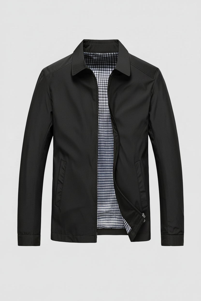 Veste Homme | Harrington Zippé Doublure à Carreaux Col Pointu - 8