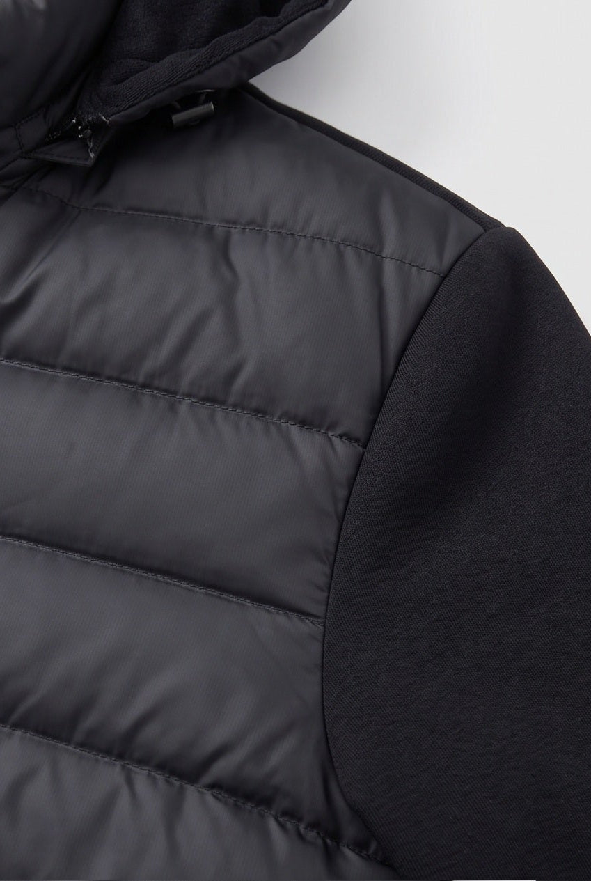 Veste Homme | Matelassée Zippée Capuche Amovible Manches en Maille - 3