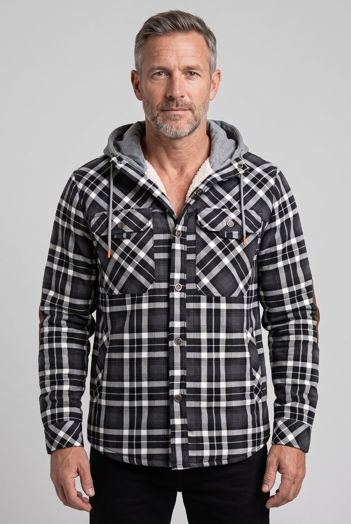 Veste Homme | Sherpa Boutonnée Capuche Contrastée Coudières - 1