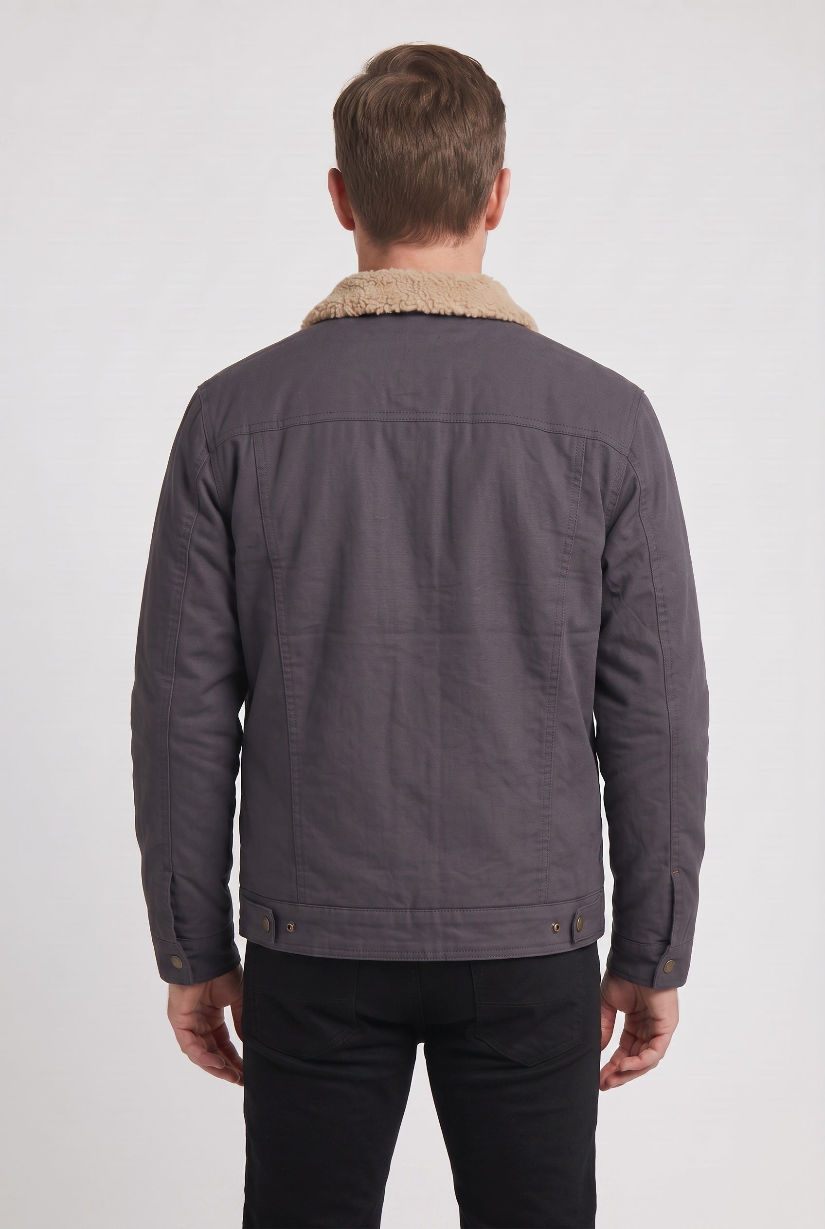 Veste Homme | Sherpa Boutons Pression Col Doublé Poches Poitrine - 2