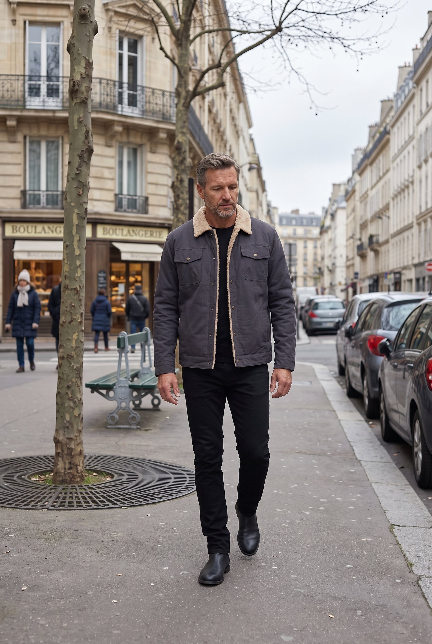 Veste Homme | Sherpa Boutons Pression Col Doublé Poches Poitrine - 9
