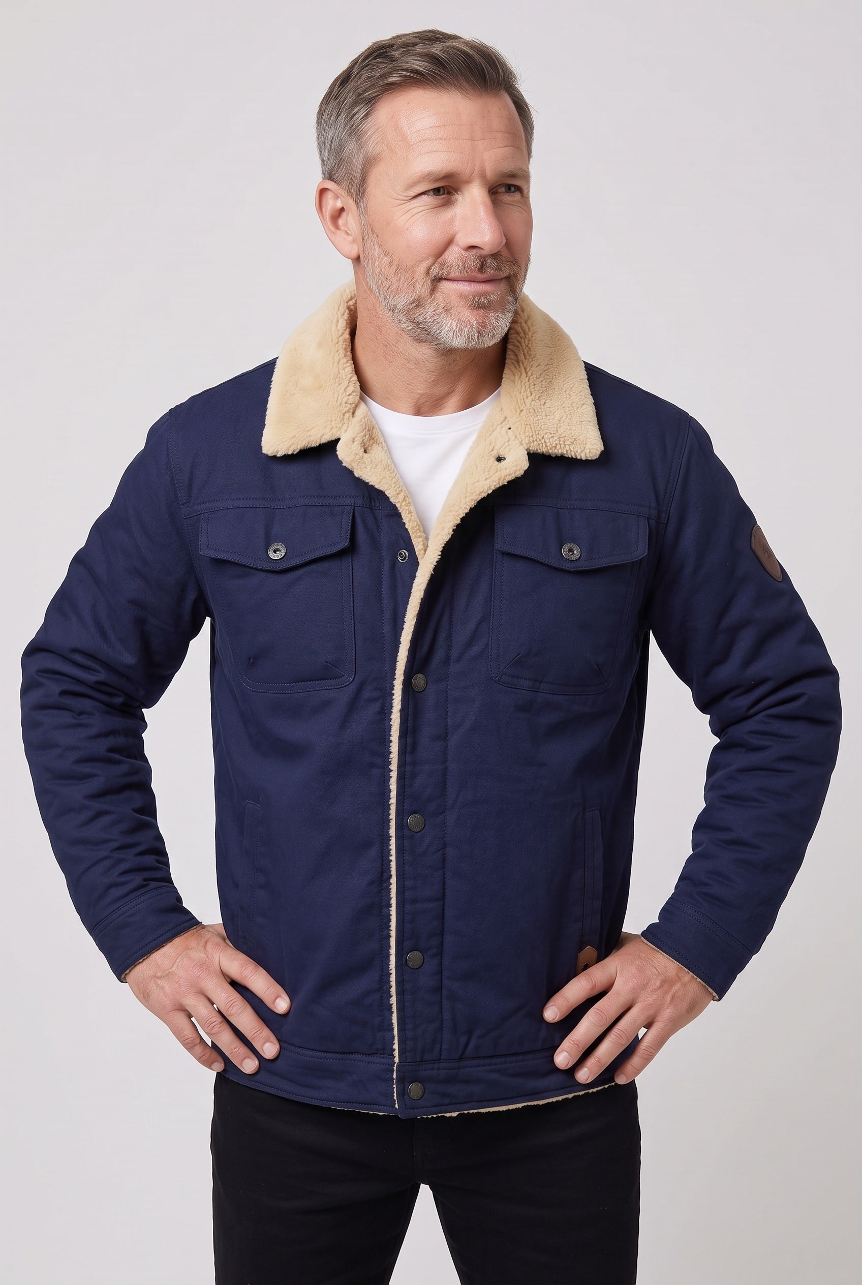 Veste Homme | Sherpa Pressions Col Rabattable Coupe Courte - 5