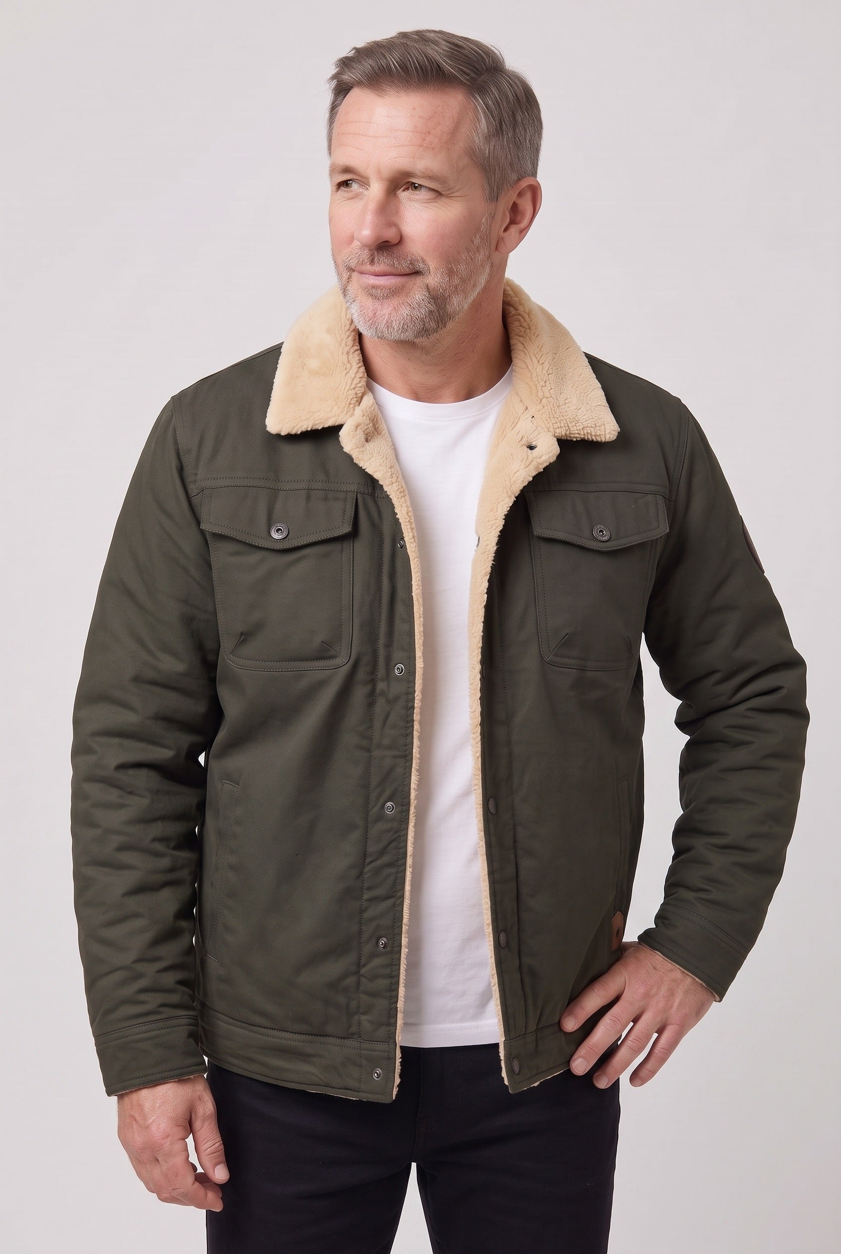 Veste Homme | Sherpa Pressions Col Rabattable Coupe Courte - 9