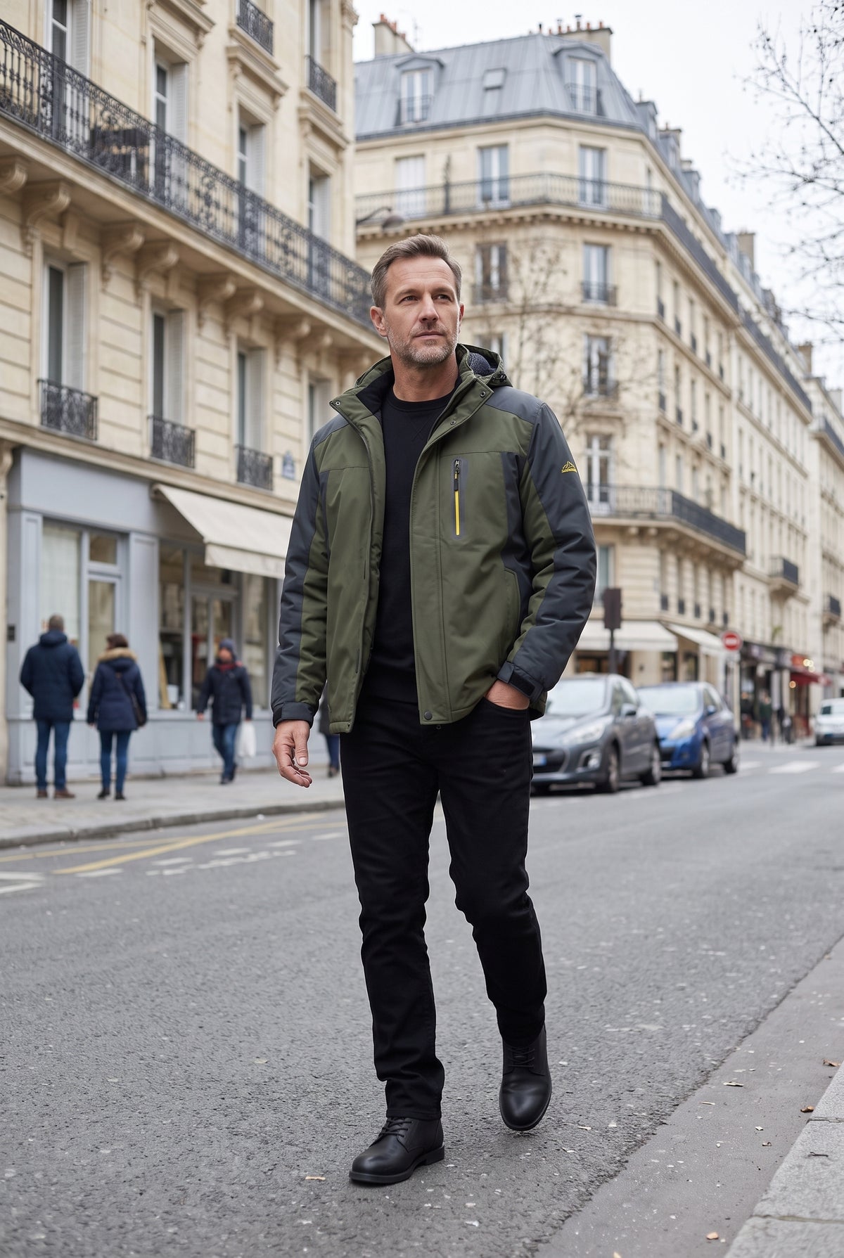 Veste Homme | Zip Sous Rabat Déperlante Capuche à Cordon - 4