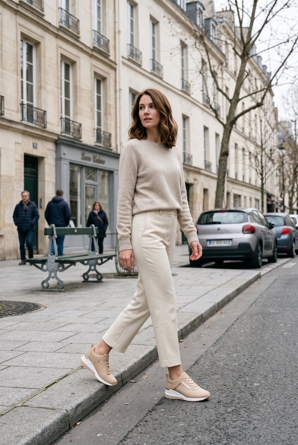Baskets Femme | Semelle Compensée À Lacets Panneau Perforé - 10