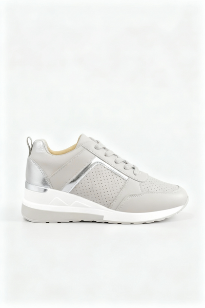 Baskets Femme | Semelle Compensée À Lacets Panneau Perforé - 4