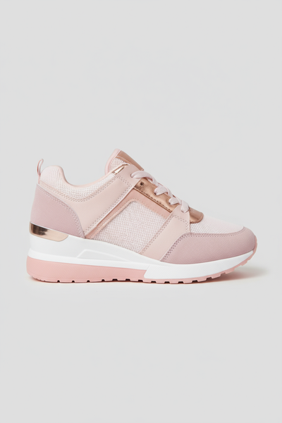 Baskets Femme | Semelle Compensée À Lacets Panneau Perforé - 6