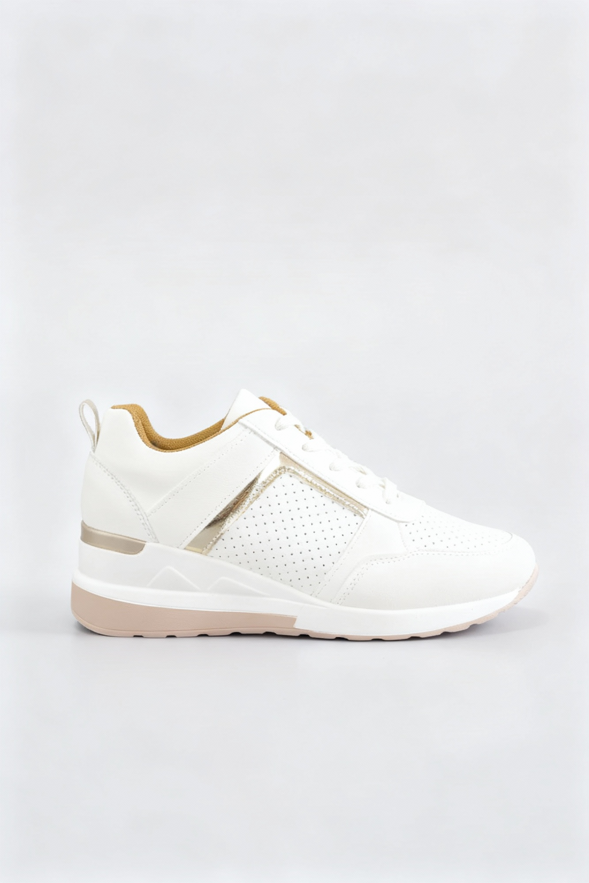 Baskets Femme | Semelle Compensée À Lacets Panneau Perforé - 8