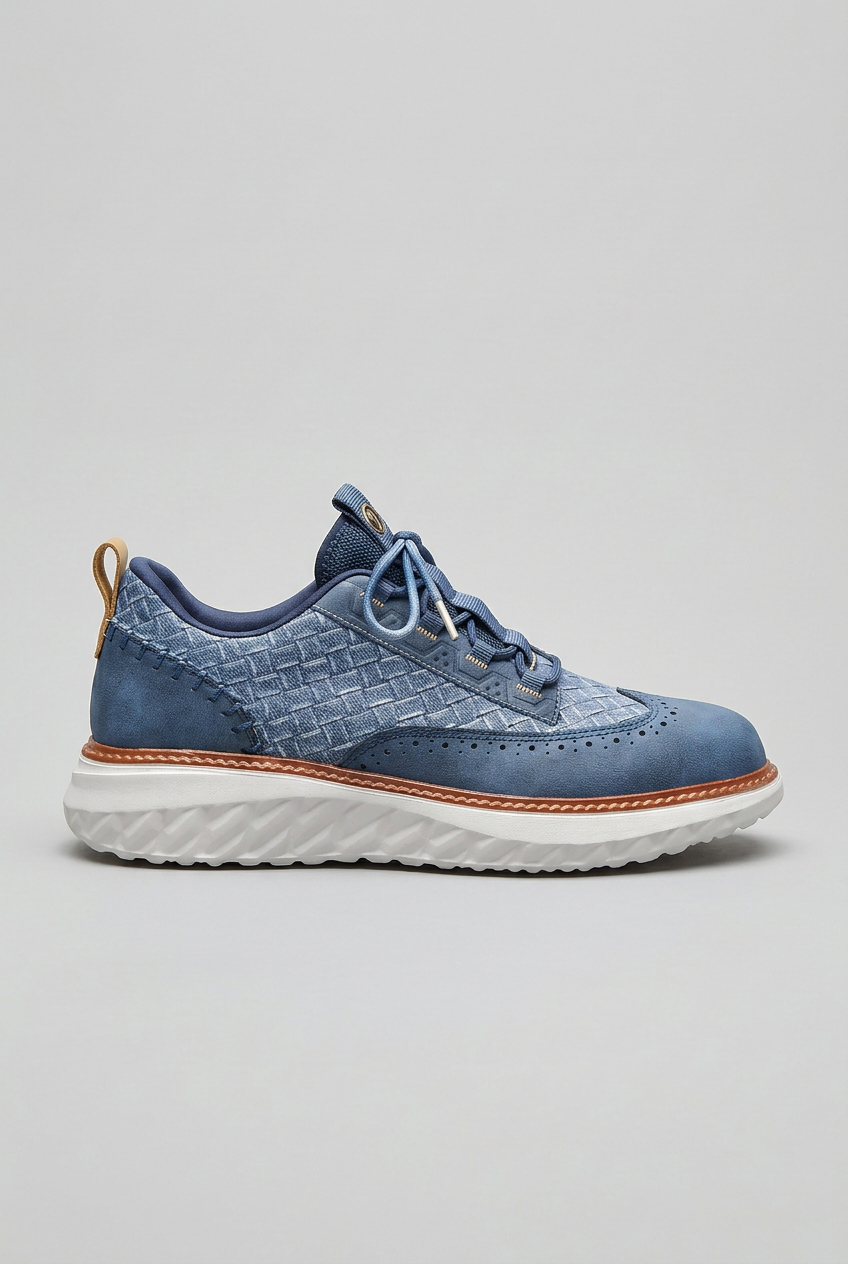 Baskets Homme | À Lacets Effet Tressé Perforations Brogue - 1