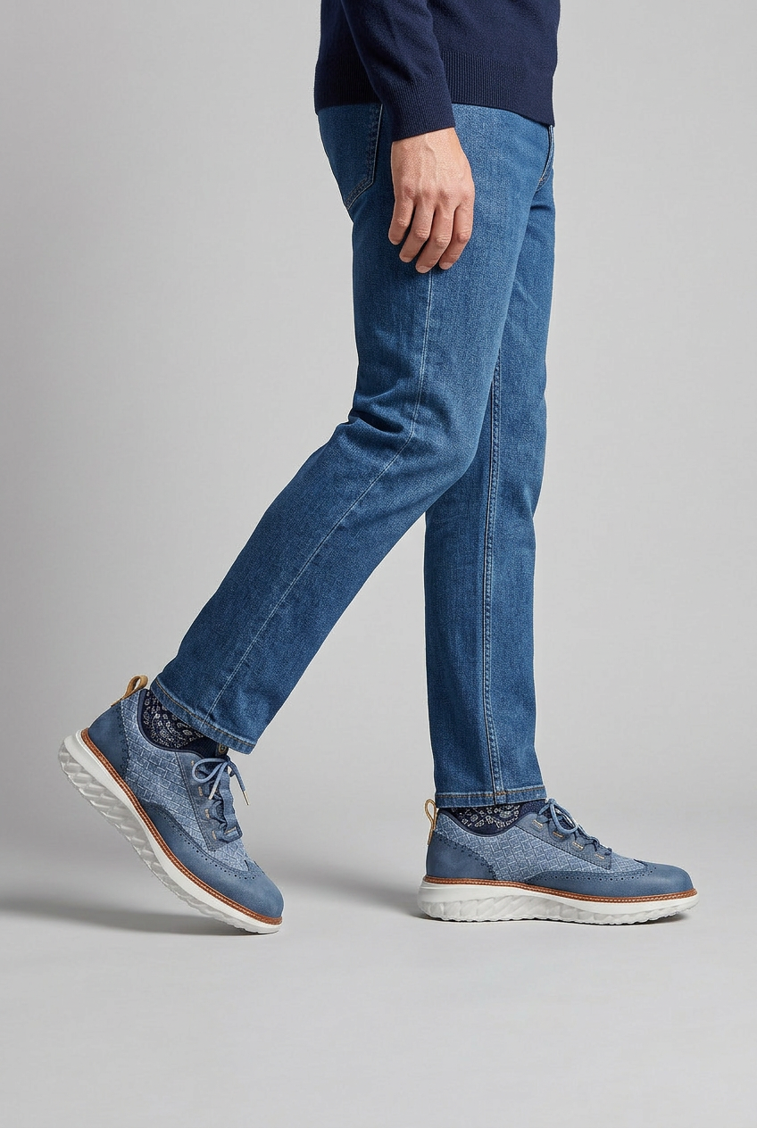 Baskets Homme | À Lacets Effet Tressé Perforations Brogue - 2