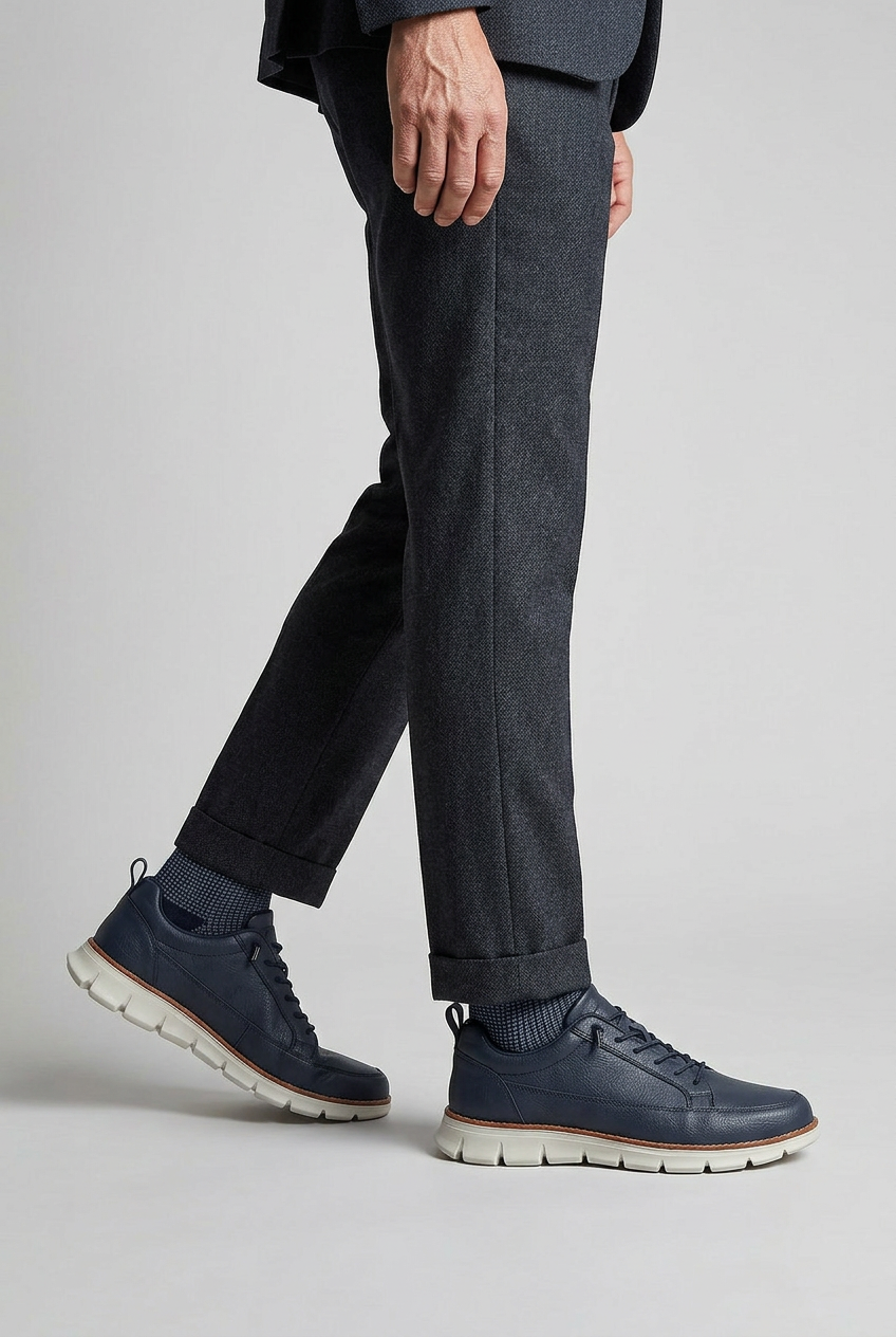 Baskets Homme | À Lacets Semelle Rainurée Effet Grainé - 2