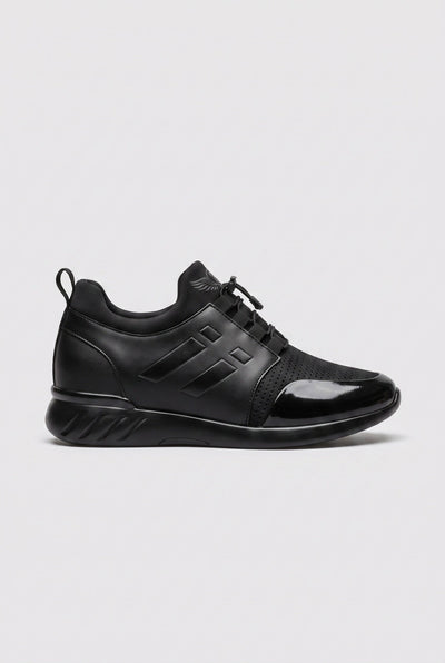 Baskets Homme | Lacets Élastiques Bout Brillant Maille Noir - 1