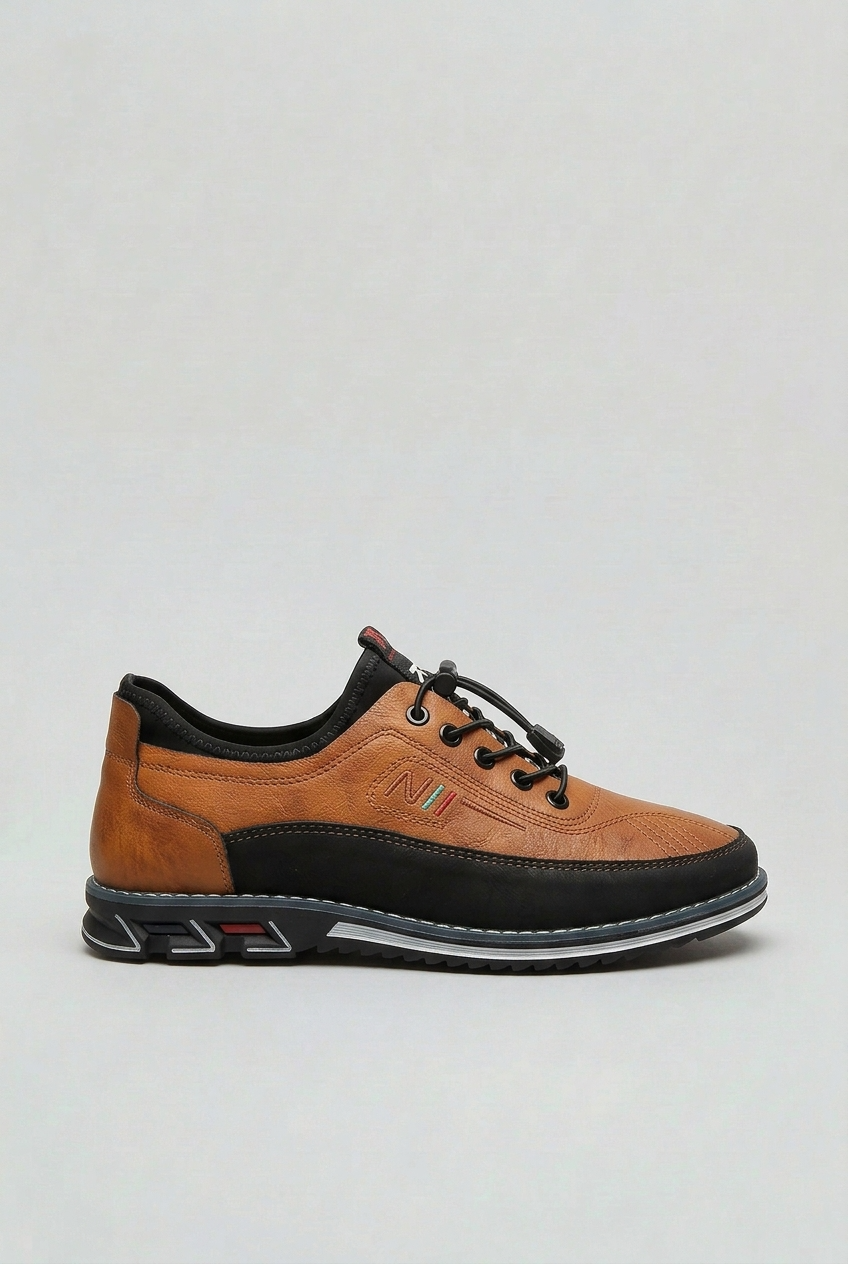 Baskets Homme | Serrage Rapide Aspect Cuir Semelle Crantée - 1